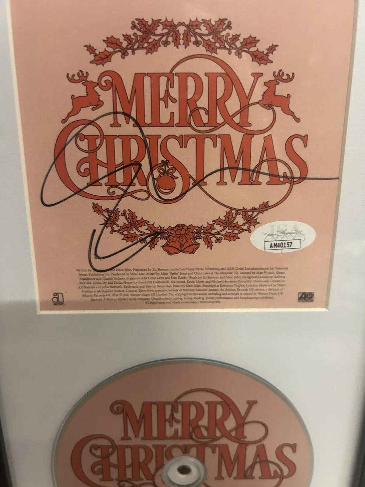 Ed Sheeran Singer Songwriter Signed Autograph Christmas Music CD Framed JSA COA, изображение 4