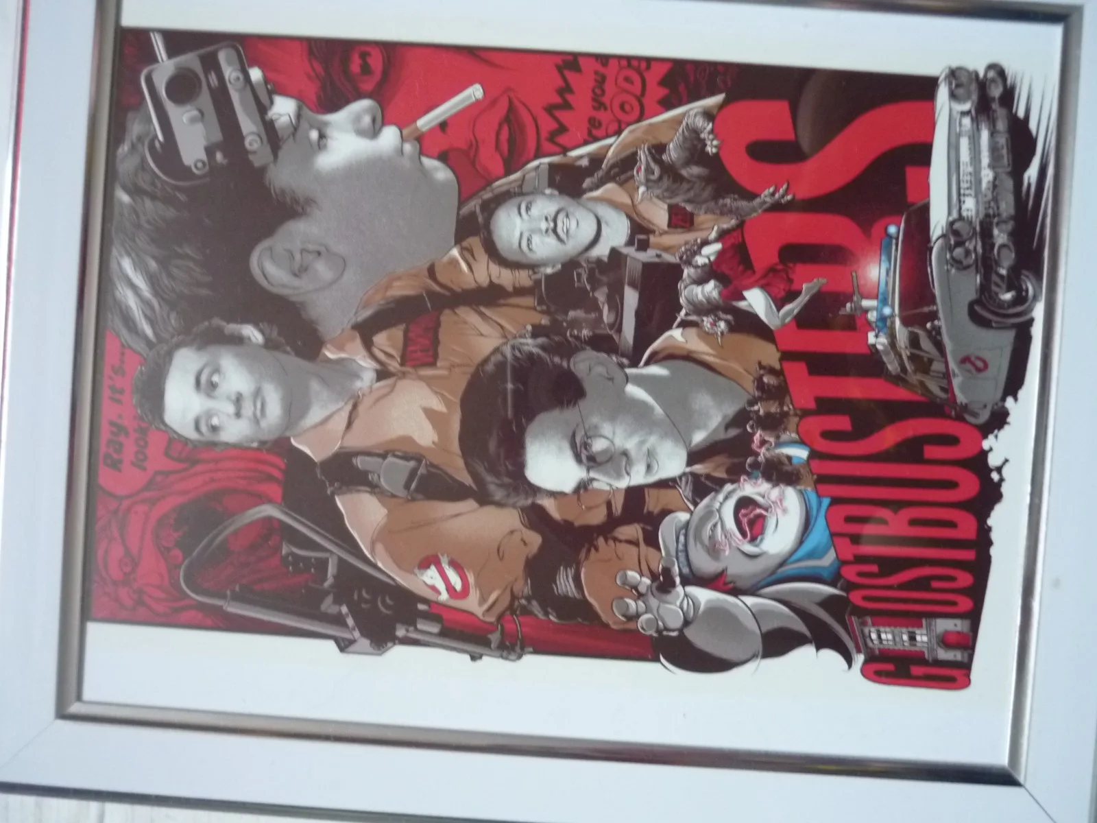 ghostbusters rare posters bundle 10x8inchs one stay puft advert framed cast, image 2