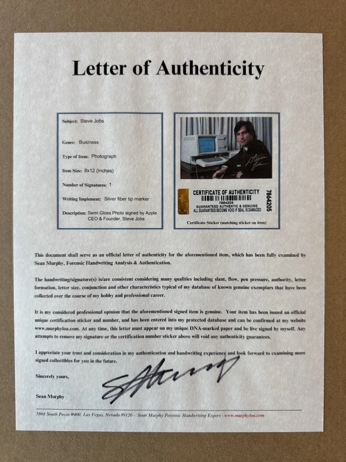 Steve Jobs Signed 8x12 Color Glossy Photograph With COA, image 4