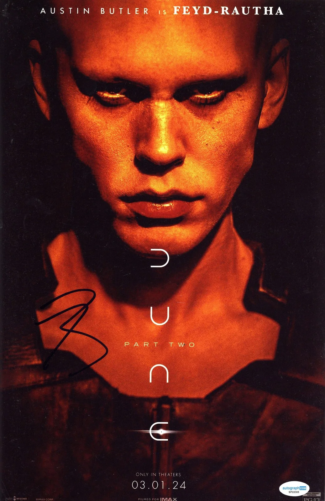 Austin Butler — Austin Butler "Dune: Part Two" AUTOGRAPH Signed 'Feyd-Rautha' 11x17 Photo ACOA