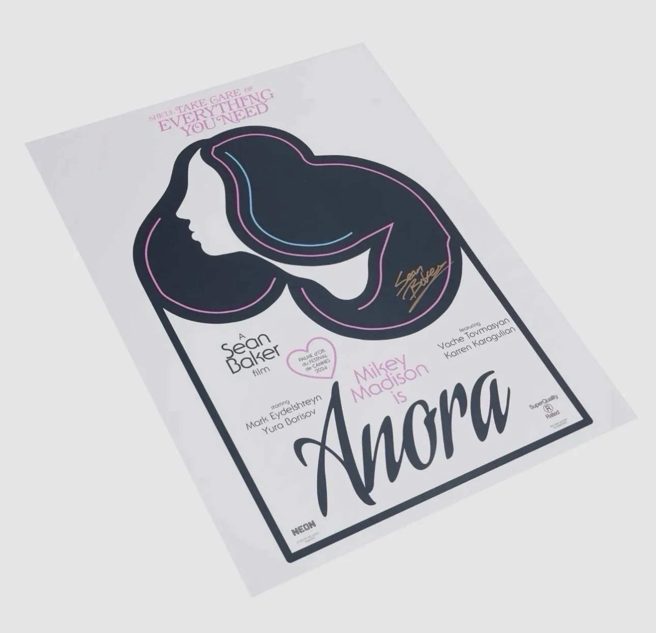 Sean Baker — ANORA POSTER PRINT NEON SIGNED AUTOGRAPHED BY SEAN BAKER 18x24 LIMITED TO 500, image 2