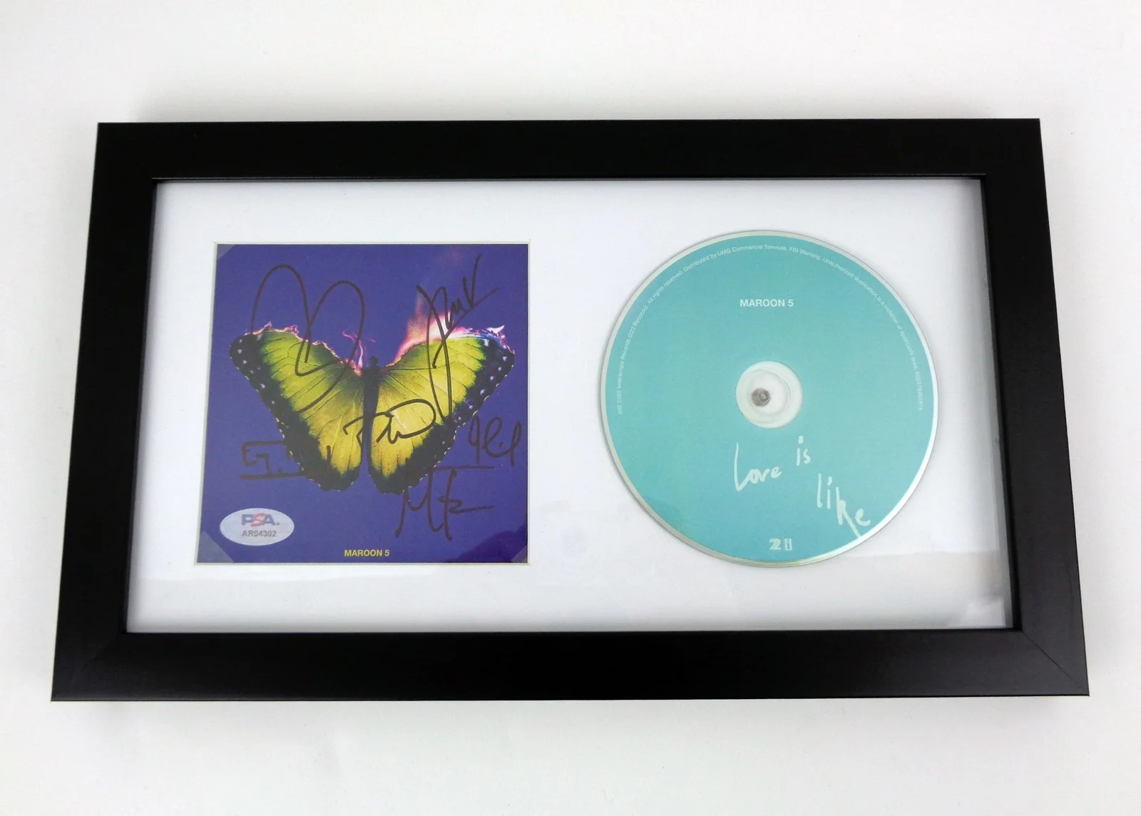 Maroon 5 Band Adam Levine Signed Autograph Love Is Like CD Framed PSA/DNA COA, изображение 2