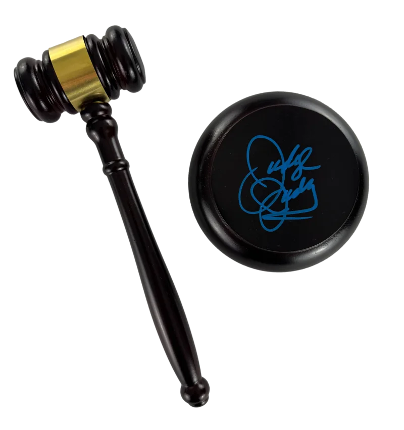 Judith Sheindlin — Judge Judy Sheindlin Signed Autograph Gavel Set - Justice on Trial w/ JSA COA