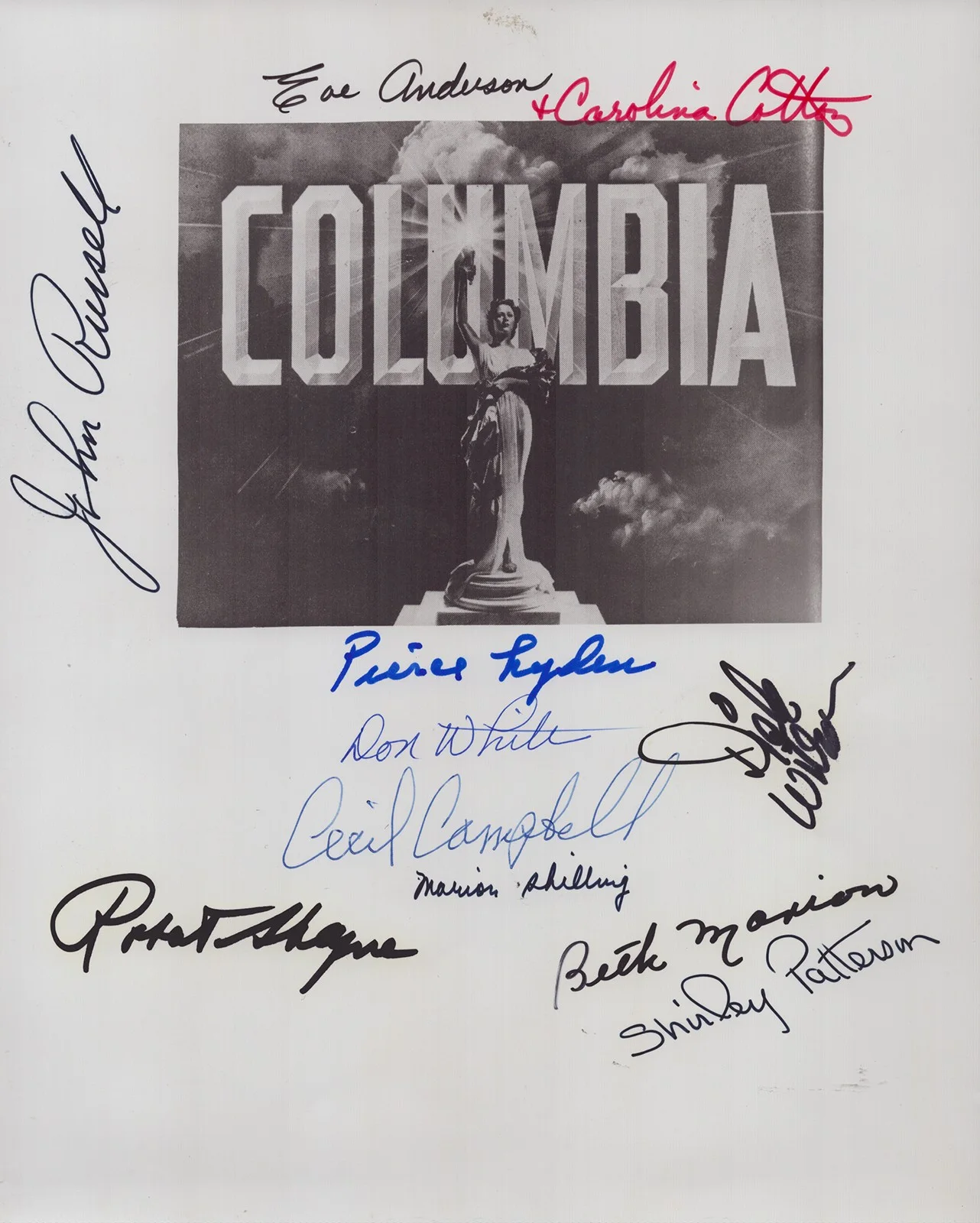 Robert Shayne, Evelyn Finley, Dick Wilson, Cecil Campbell — ROBERT SHAYNE - AUTOGRAPHED SIGNED PHOTOGRAPH WITH CO-SIGNERS