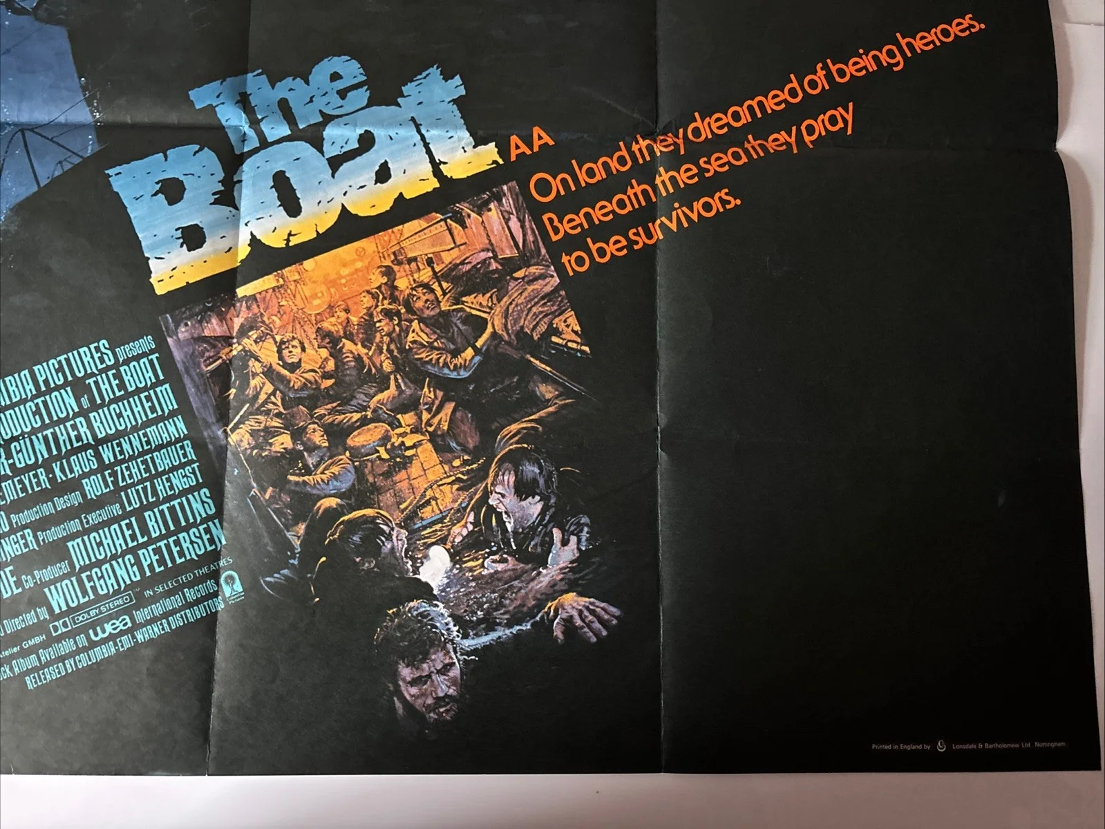 WOLFGANG PETERSEN'S THE BOAT ("DAS BOOT") (1981) - RARE ORIG. UK QUAD POSTER, изображение 4