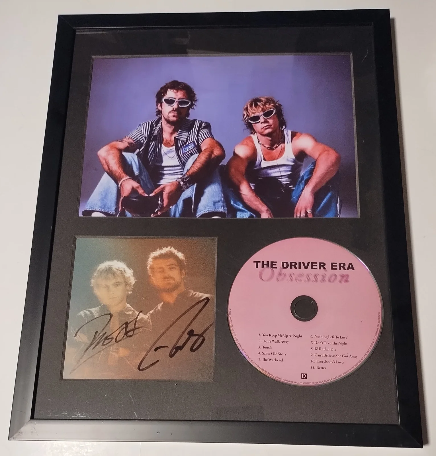 THE DRIVER ERA SIGNED OBSESSION CD PHOTO CARD ROSS ROCKY LYNCH FRAMED COA R5, image 2