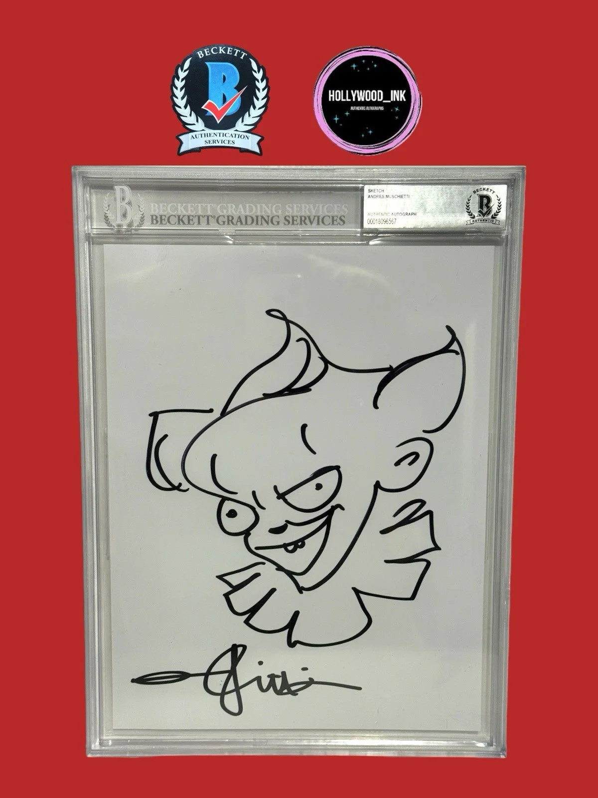 Andres Andy Muschietti — Andres Andy Muschietti Signed Pennywise IT 8.5x11 Sketch Autograph BAS ENCAP -A