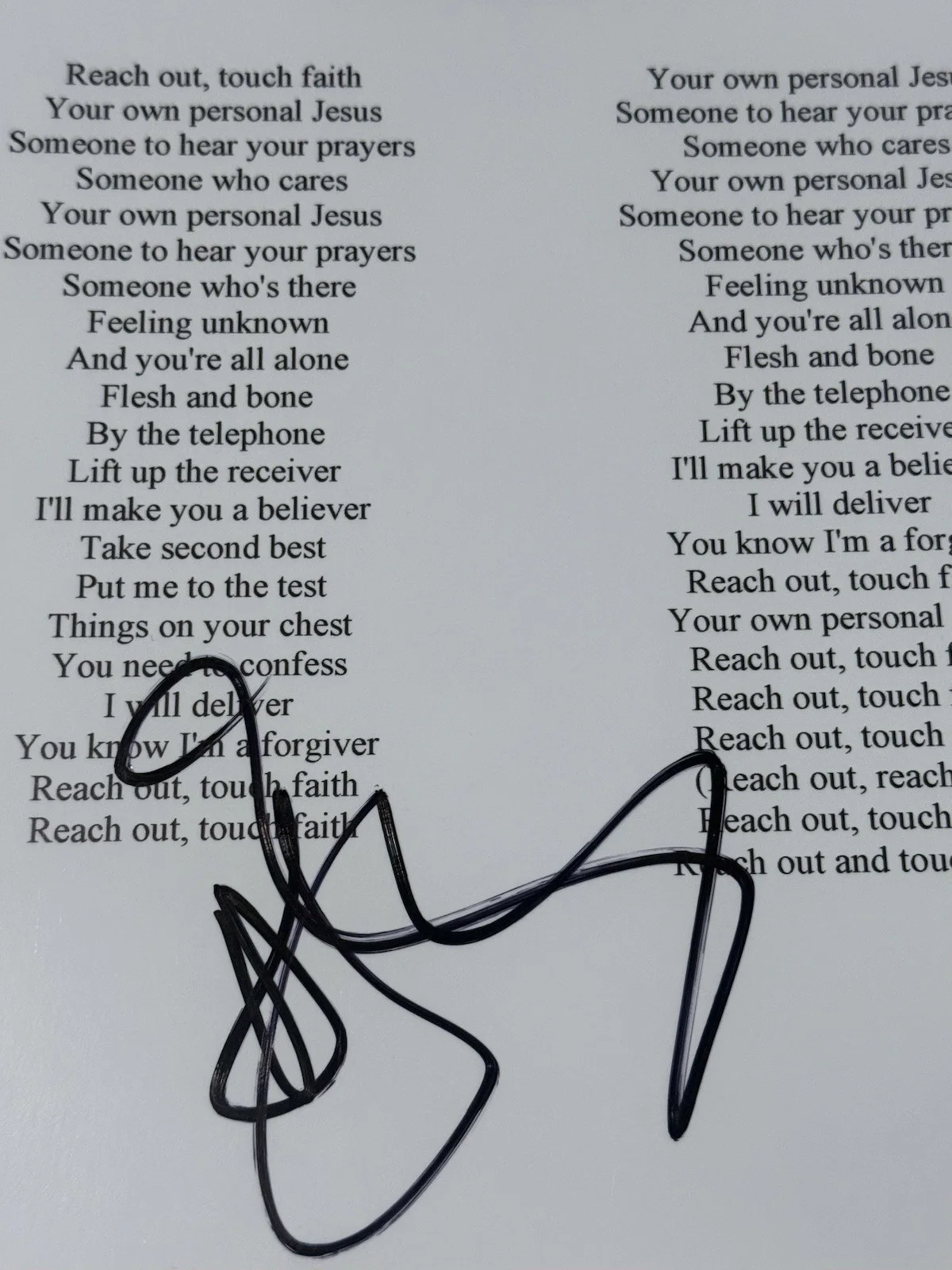 DAVE GAHAN DEPECHE MODE PERSONAL JESUS SIGNED AUTOGRAPH 8.5x11 LYRIC BECKETT, изображение 2