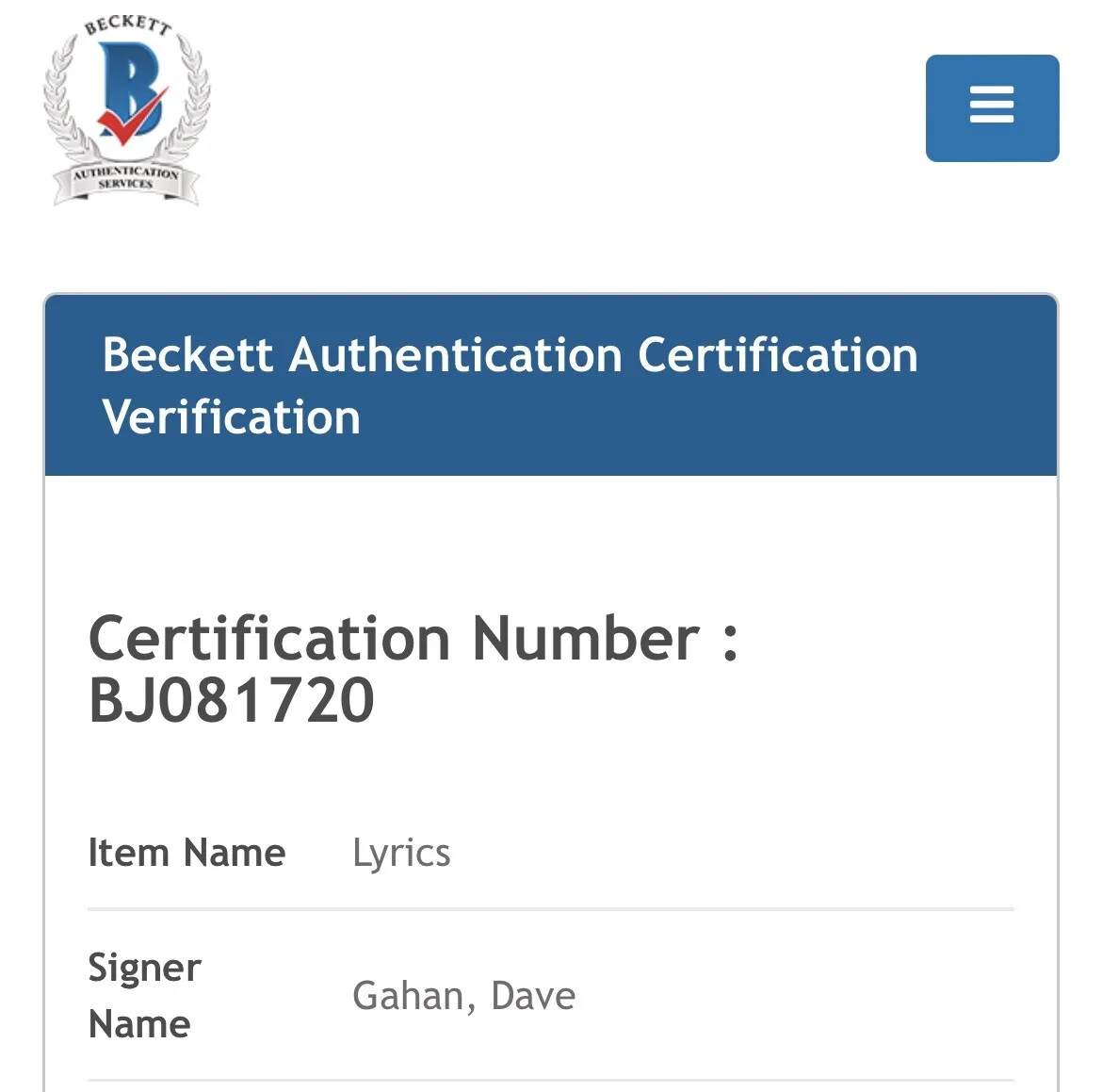 DAVE GAHAN DEPECHE MODE PERSONAL JESUS SIGNED AUTOGRAPH 8.5x11 LYRIC BECKETT, изображение 4