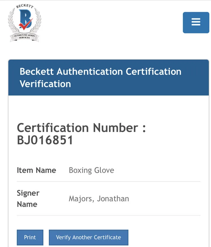 JONATHAN MAJORS — JONATHAN MAJORS SIGNED AUTOGRAPH EVERLAST GLOVE CREED III BECKETT BJ016851, image 3
