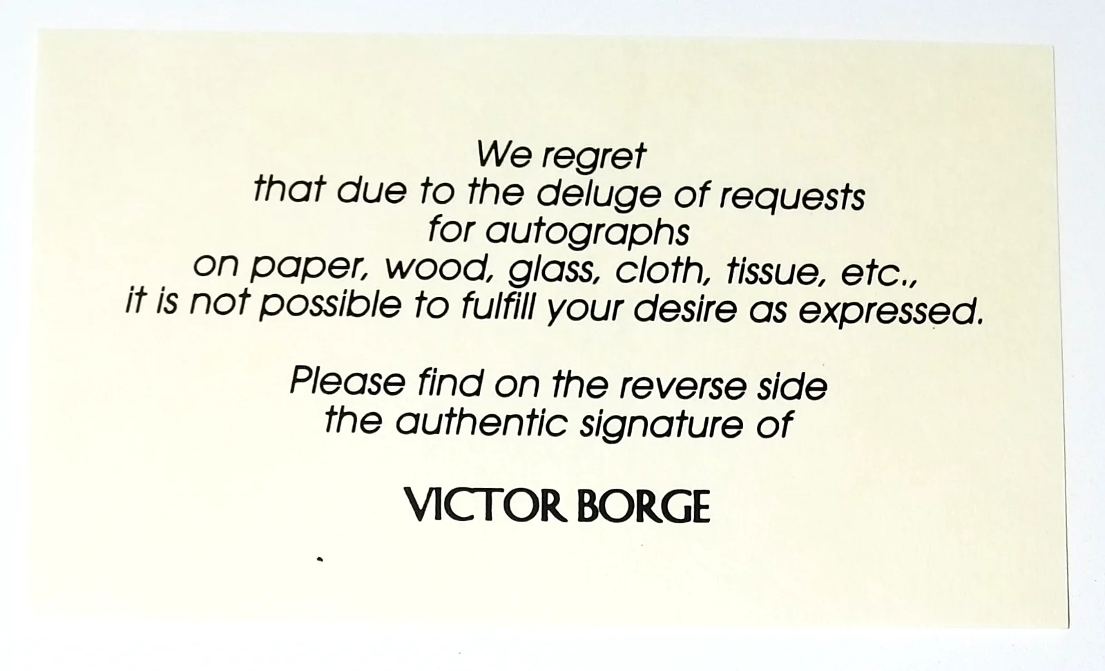 Victor Borge — Victor Borge hand SIGNED 3.25x5.5" Promo Index Card w/ Advert #2 COA Autograph, изображение 2