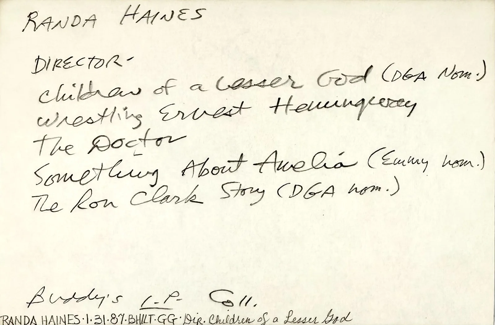 Randa Haines — RANDA HAINES Signed Autograph 4x6 INDEX CARD Children of a Lesser God HITCHCOCK, изображение 3