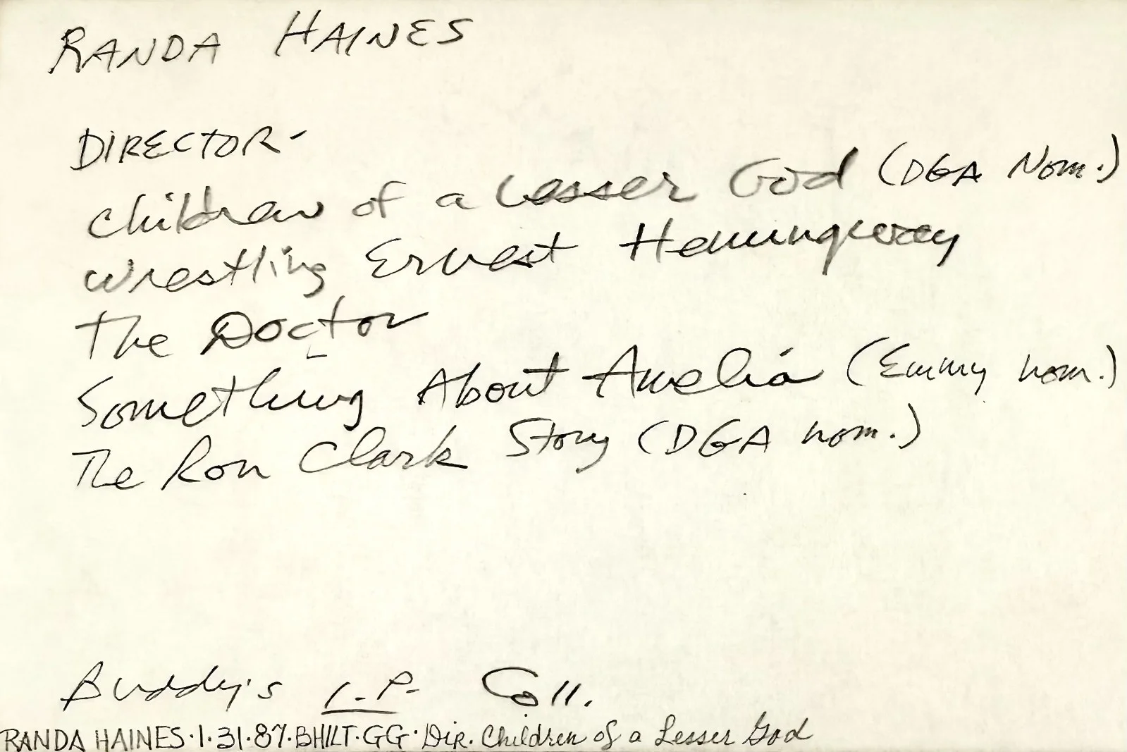 Randa Haines — RANDA HAINES Signed Autograph 4x6 INDEX CARD Children of a Lesser God HITCHCOCK, изображение 5