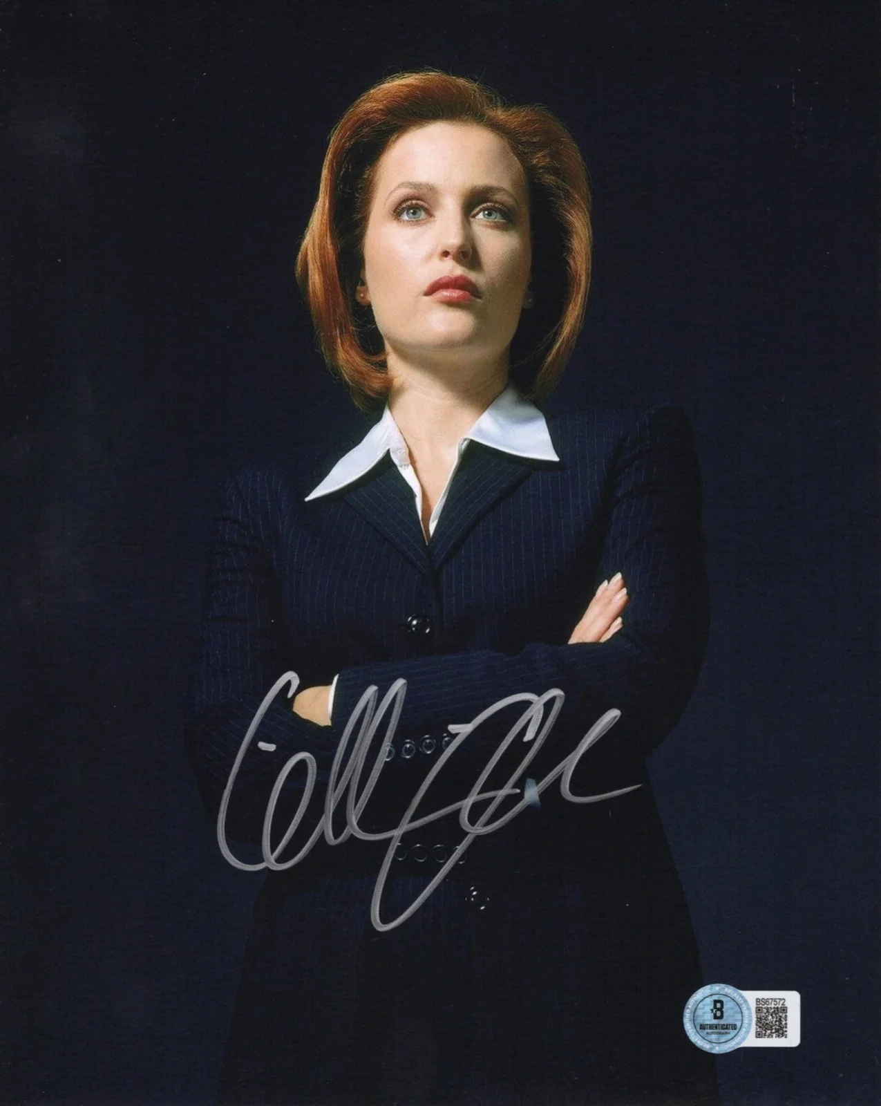 Gillian Anderson — SEXY Gillian Anderson SCULLY Autographed Signed X FILES 8x10 Photo Beckett BAS