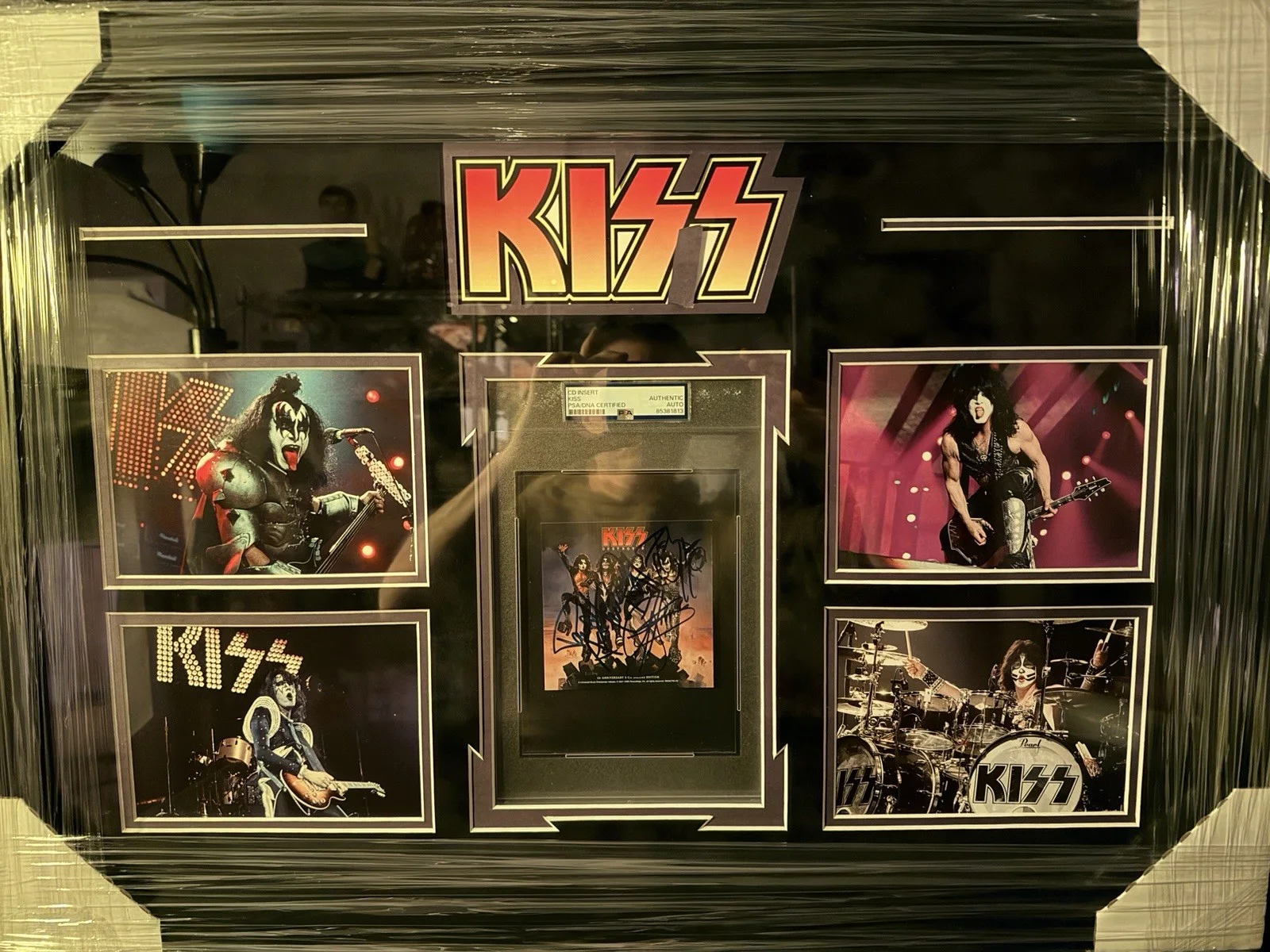 Kiss Original Band Signed Destroyer CD Insert Gene /Paul /Peter /Ace PSA Framed, image 2