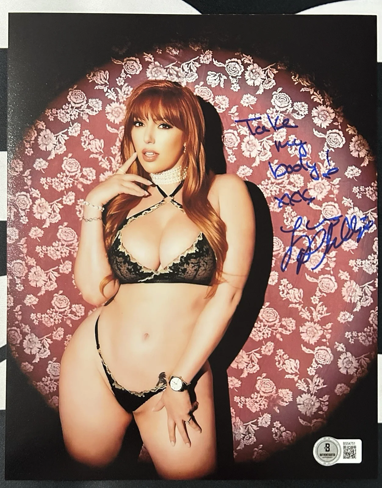 Lauren Phillips — Lauren Phillips Signed 8x10 Photo. Adult Star. Beckett COA. Playboy Model. A80