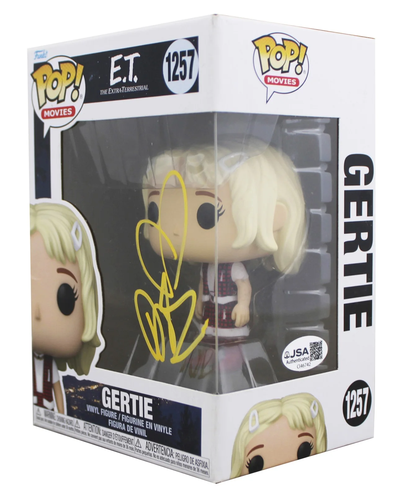 Drew Barrymore — Drew Barrymore E.T. Signed Gertie #1257 Funko Pop Vinyl Figure JSA #CI46742, image 2