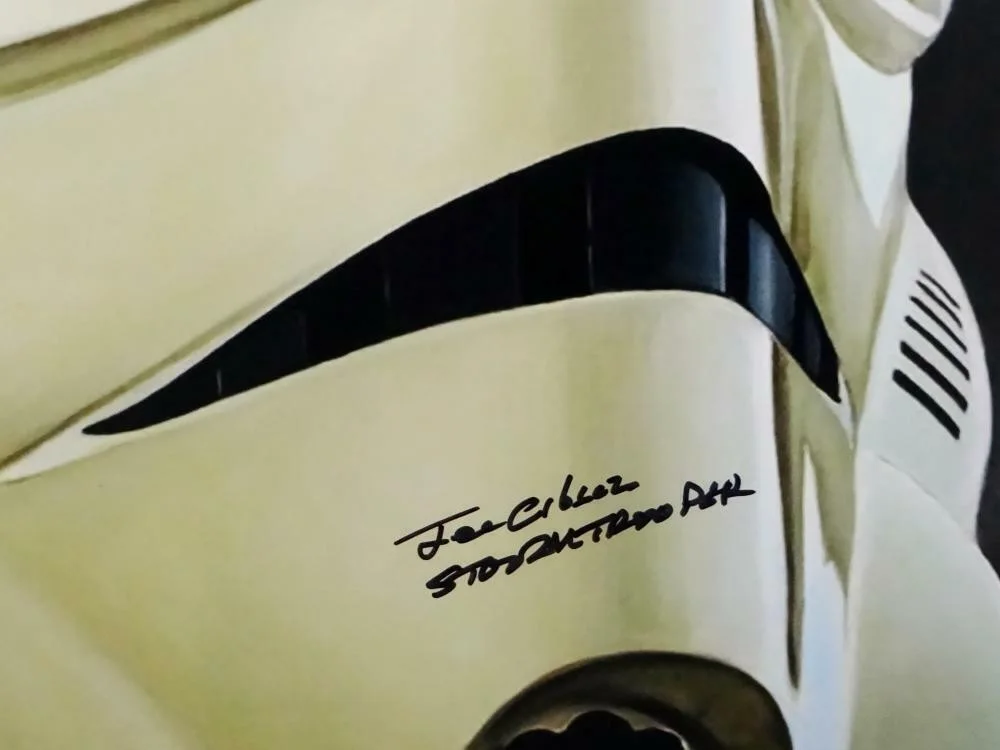 Syd Wragg — Joe Gibson Autographed 11x14 Mask Close Up Photo w/ Stormtrooper-JSA Auth *Black, image 2