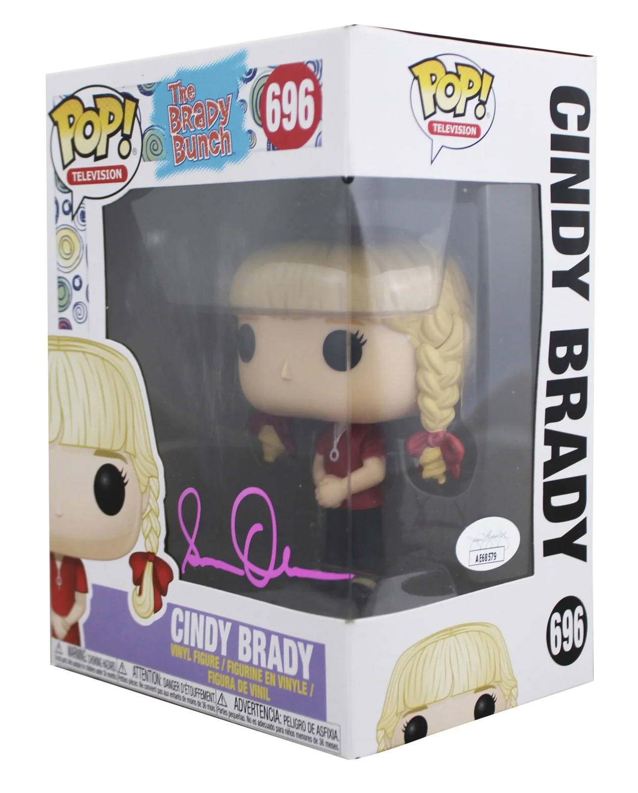 Susan Olsen — Susan Olsen Brady Bunch Signed Cindy #696 Funko Pop Vinyl Figure JSA #AE68579, image 2
