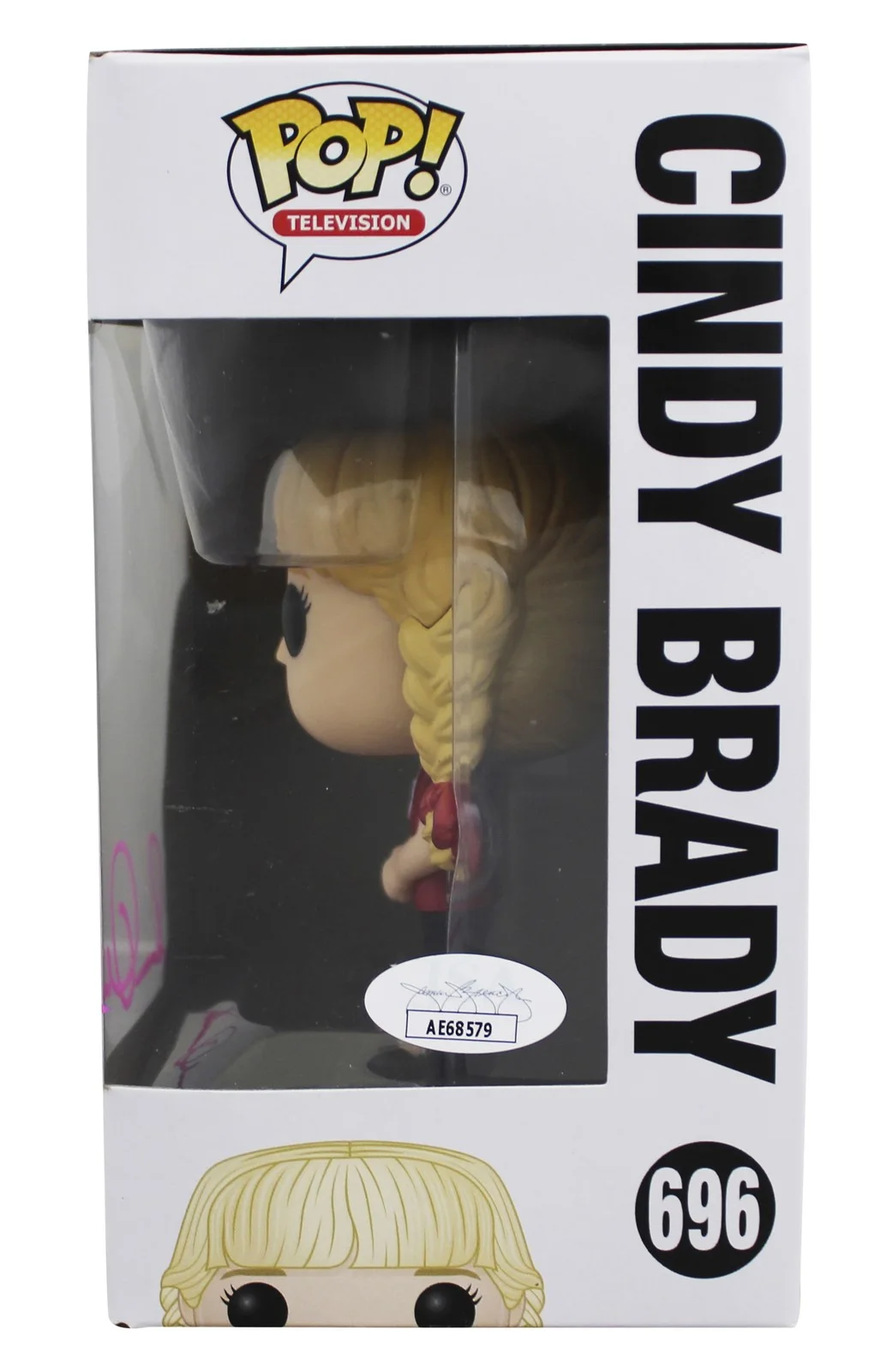 Susan Olsen — Susan Olsen Brady Bunch Signed Cindy #696 Funko Pop Vinyl Figure JSA #AE68579, image 3