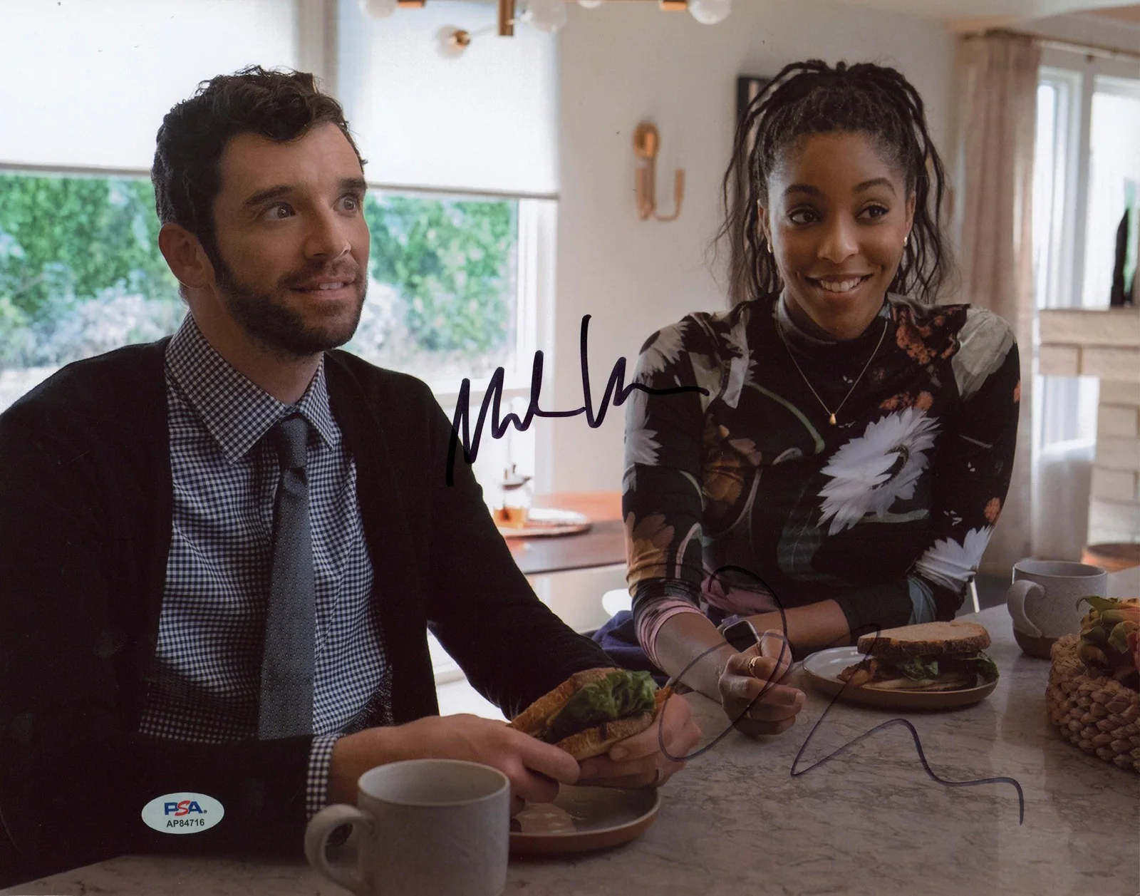 Michael Urie & Jessica Williams — Michael Urie & Jessica Williams Shrinking Signed 11x14 Photo PSA/DNA #AP84716