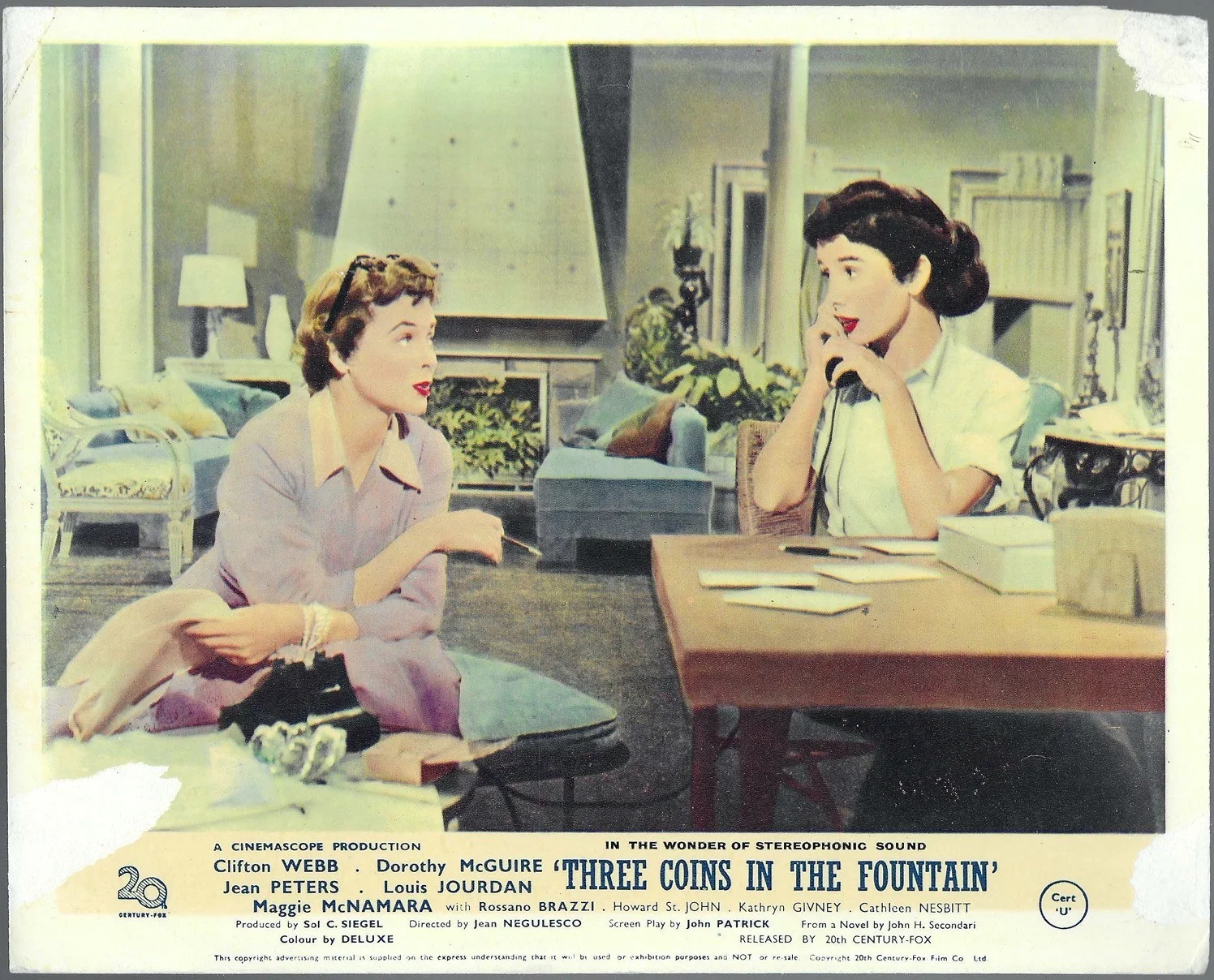 Three Coins in the Fountain 7x ORIGINAL UK FOH Lobby Cards Clifton Webb 1954, изображение 4