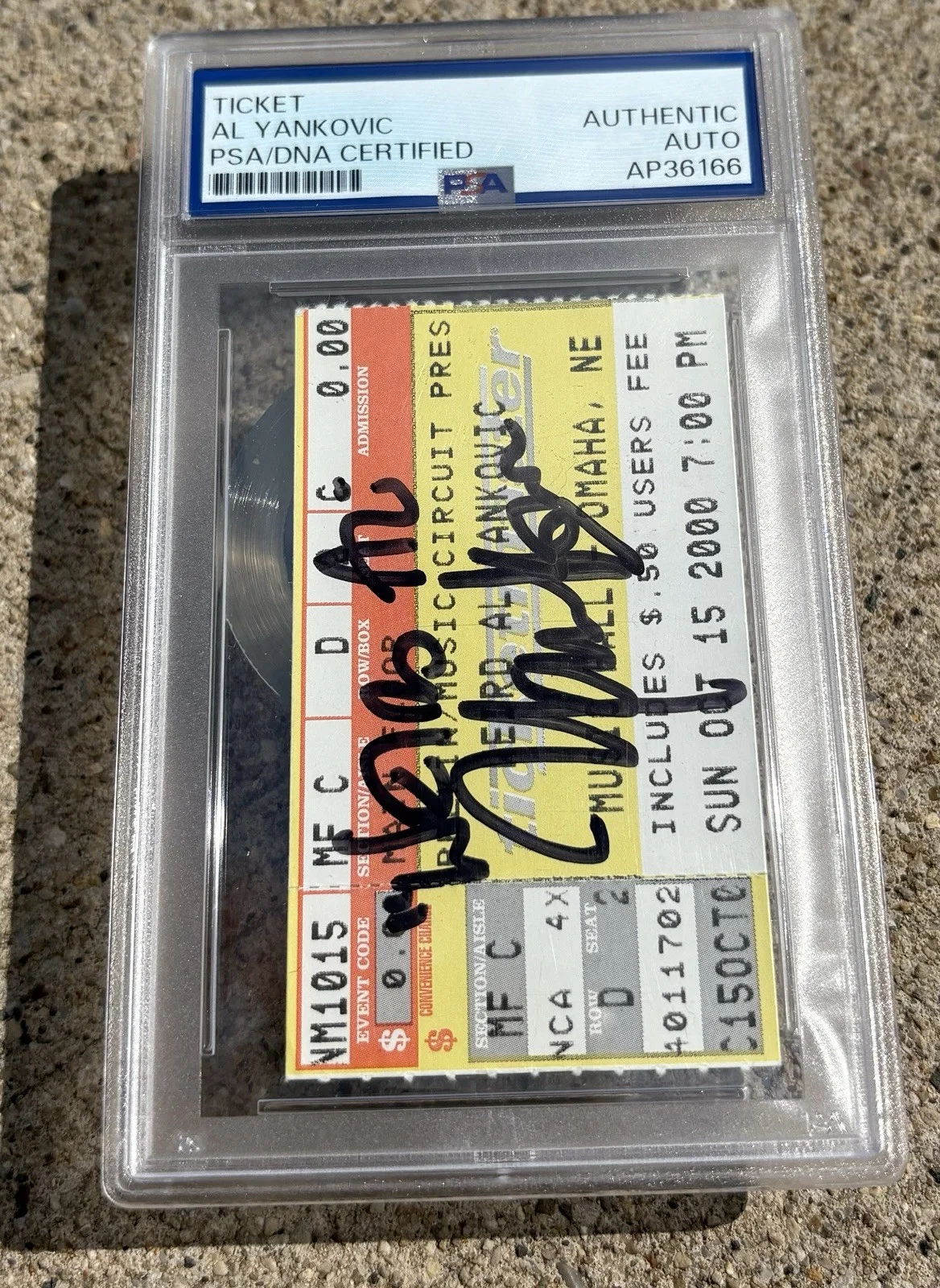 WEIRD AL YANKOVIC SIGNED Ticket Stub PSA/DNA Auto Slabbed, image 2