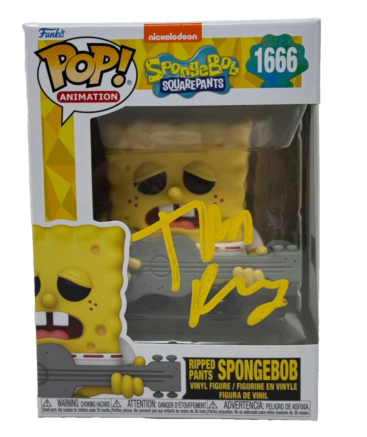 Tom Kenny — Tom Kenny Signed Spongebob Squarepants Ripped Pants Spongebob Funko Pop BAS COA