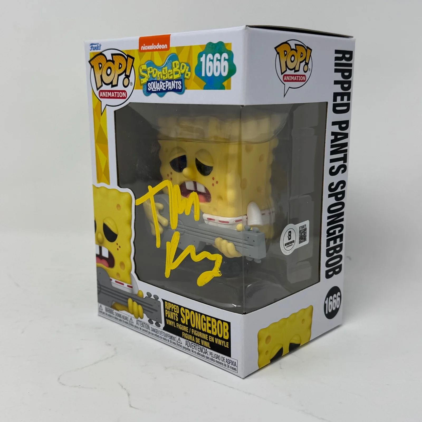 Tom Kenny — Tom Kenny Signed Spongebob Squarepants Ripped Pants Spongebob Funko Pop BAS COA, image 4