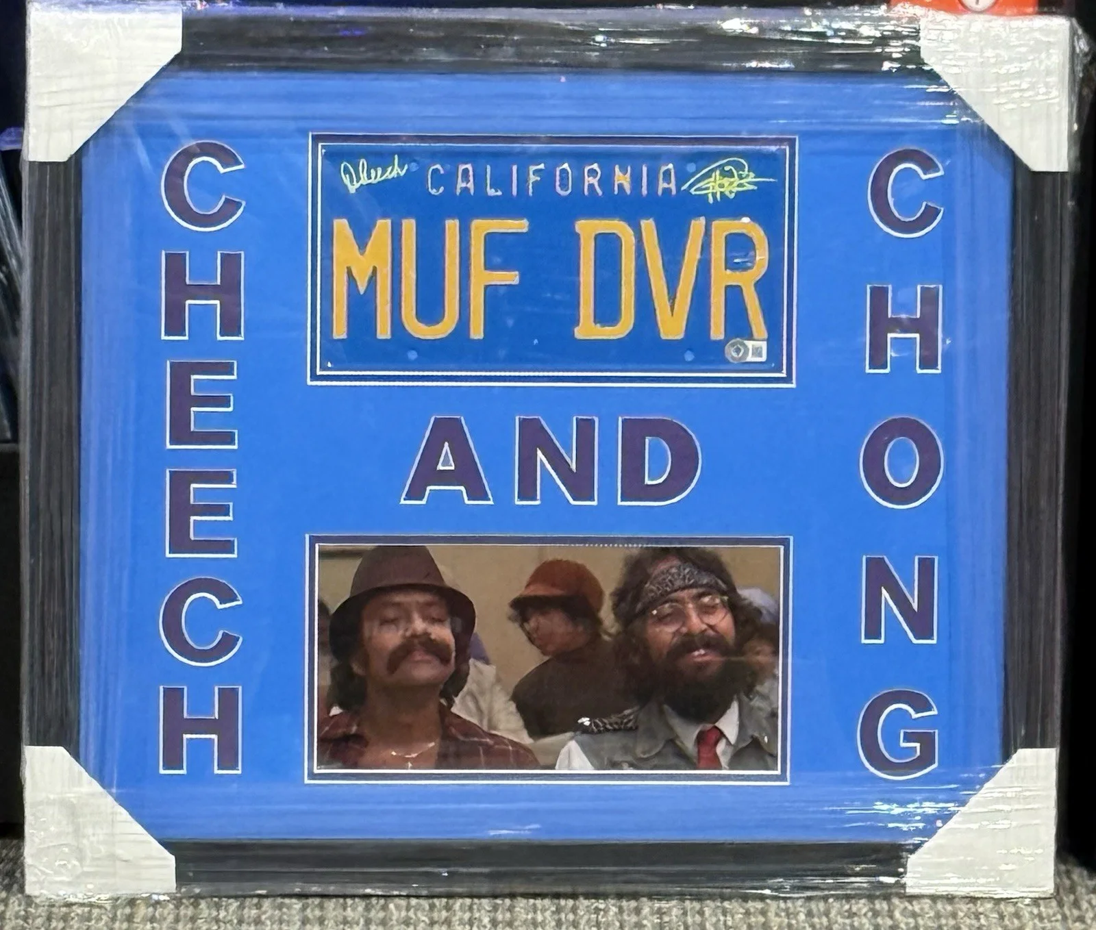 CHEECH AND CHONG — Cheech & Chong Signed Framed License Plate Up in Smoke Autograph Proof Beckett 2