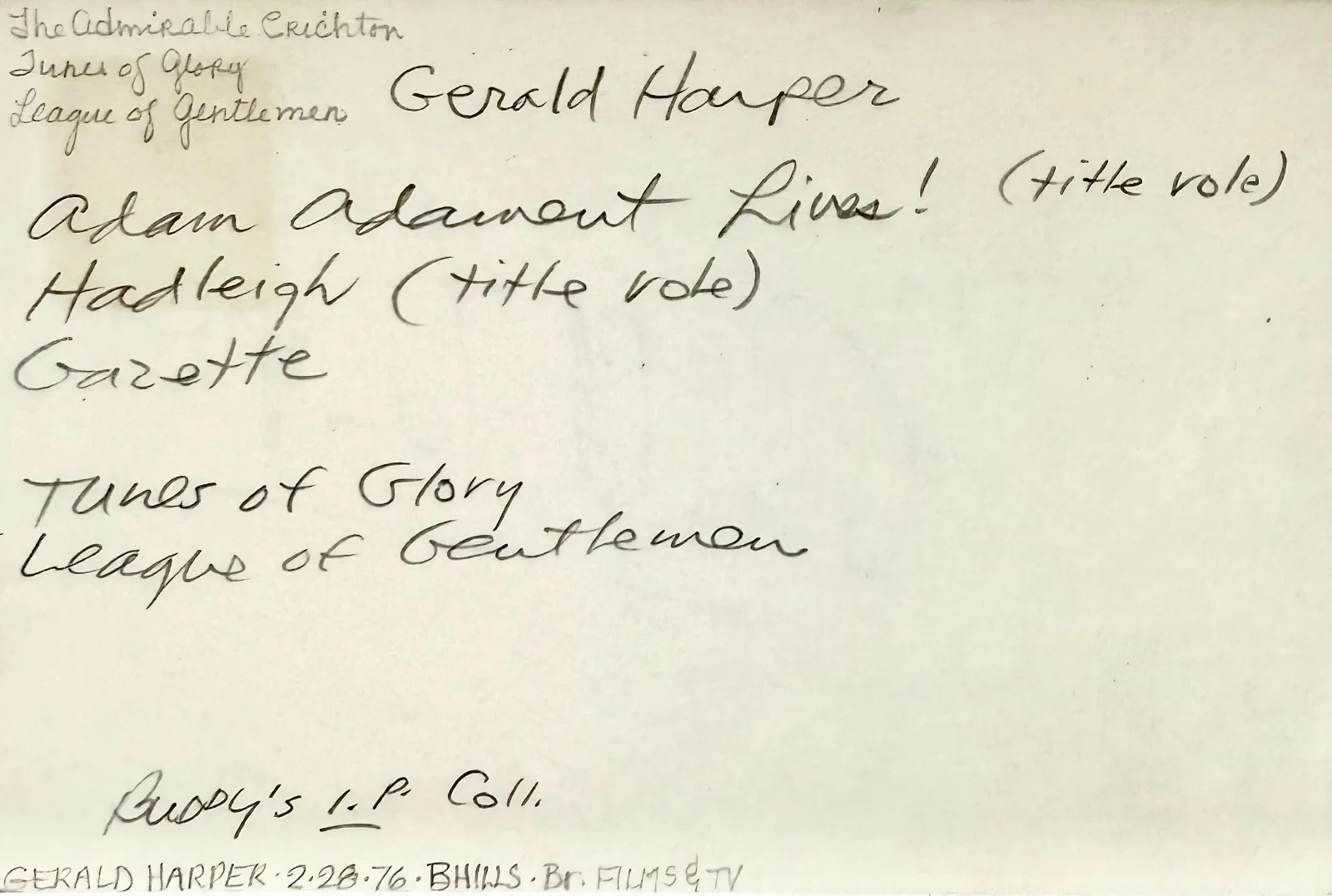 Gerald Harper — GERALD HARPER Signed Autograph 4x6 INDEX CARD GAZETTE Hadleigh Adam Adamant Live, image 3