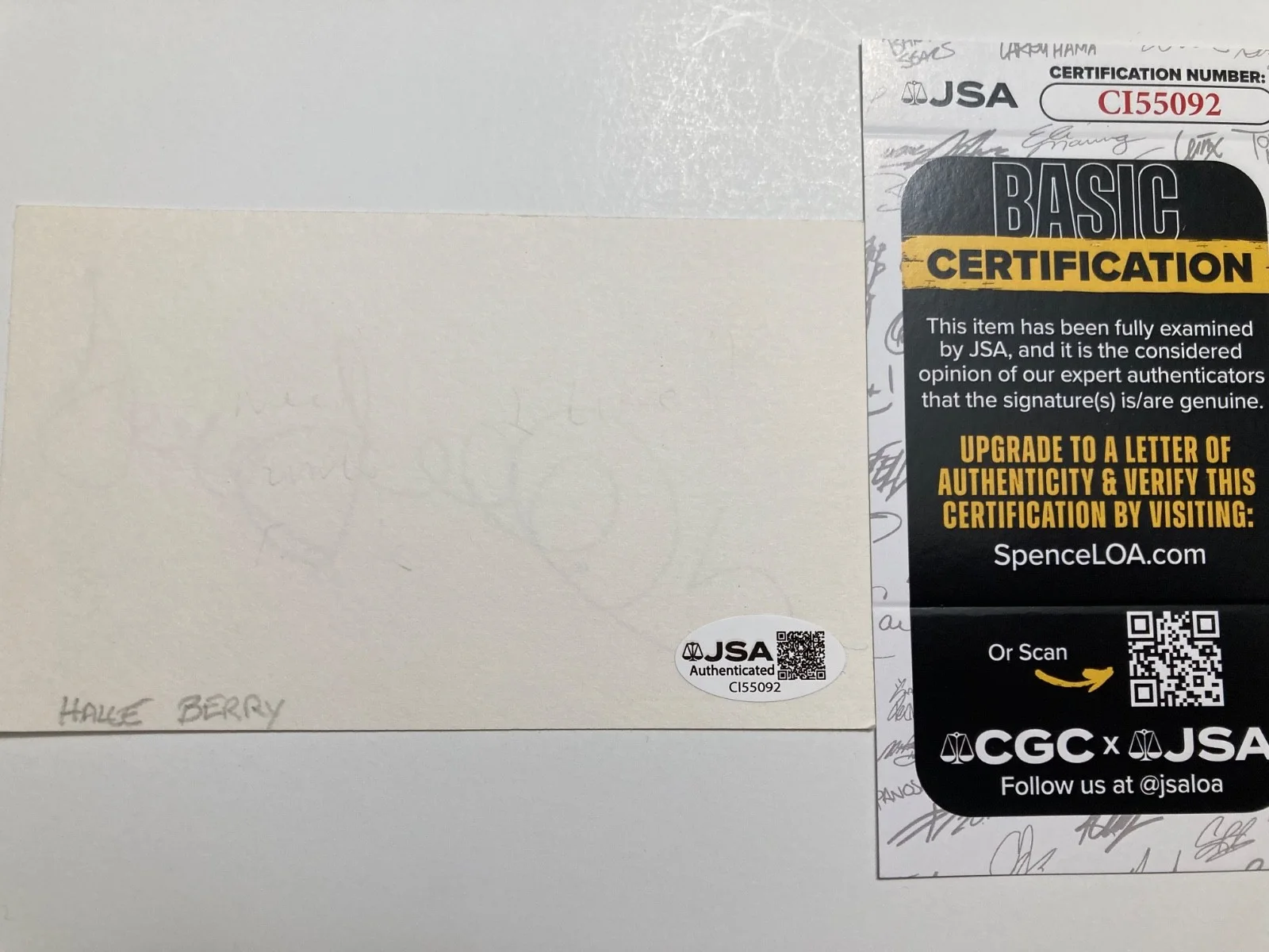 HALLE BERRY — HALLE BERRY signed 3x5 card "MONSTER'S BALL", "DIE ANOTHER DAY" JSA #CI55092, изображение 2