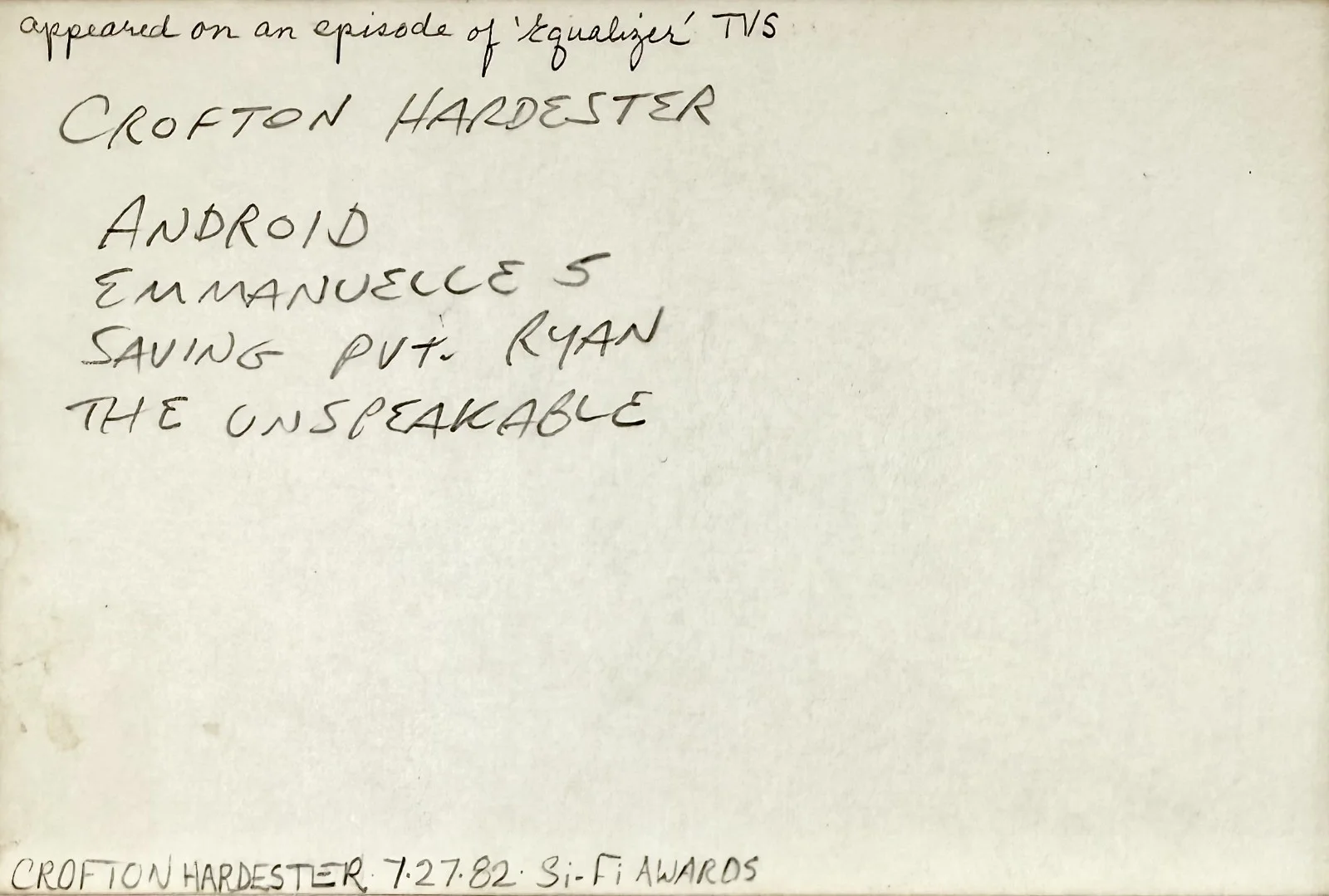 Crofton Hardester — CROFTON HARDESTER Signed Autograph 4x6 INDEX CARD Saving Private Ryan EMMANUELLE, image 5