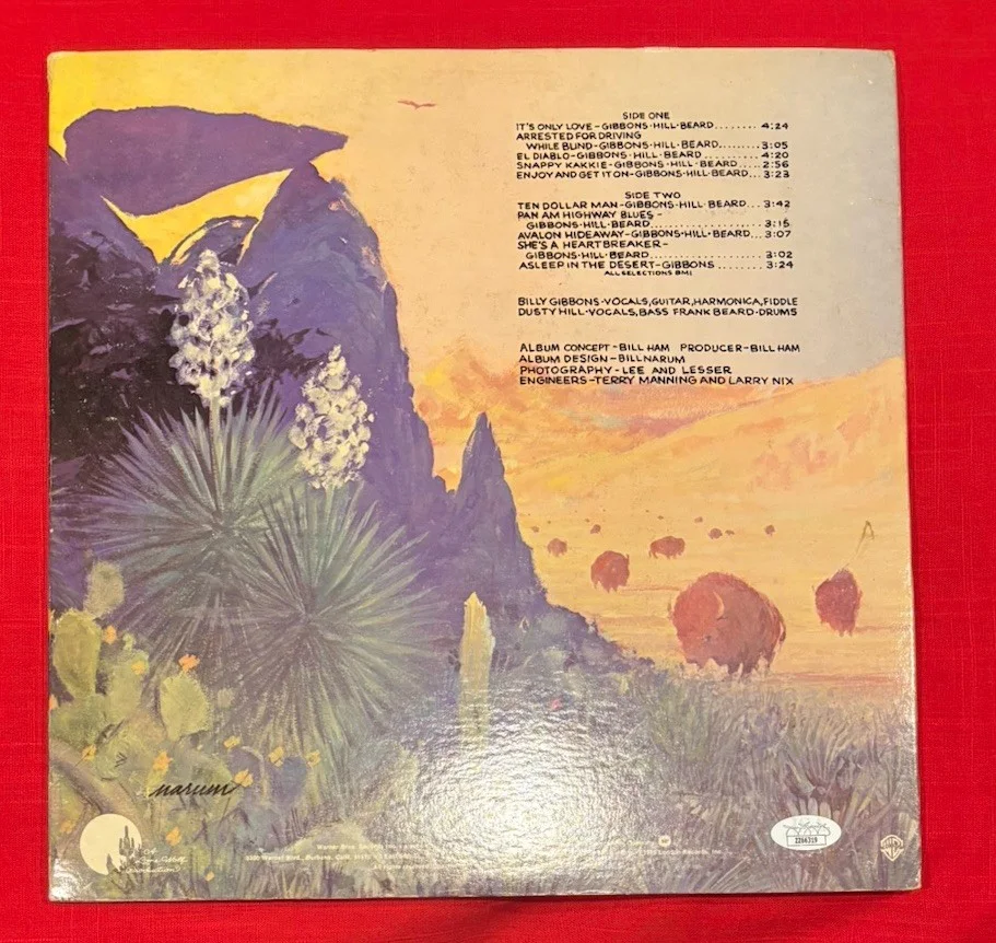 ZZ TOP Billy Gibbons Dusty Hill Frank Beard Autographed TEJAS Vinyl Album JSA, image 2