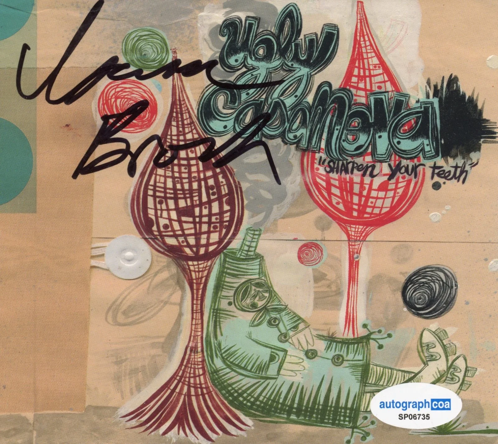 Isaac Brock Modest Mouse Signed Ugly Casanova Sharpen Your Teeth CD Framed ACOA, image 2
