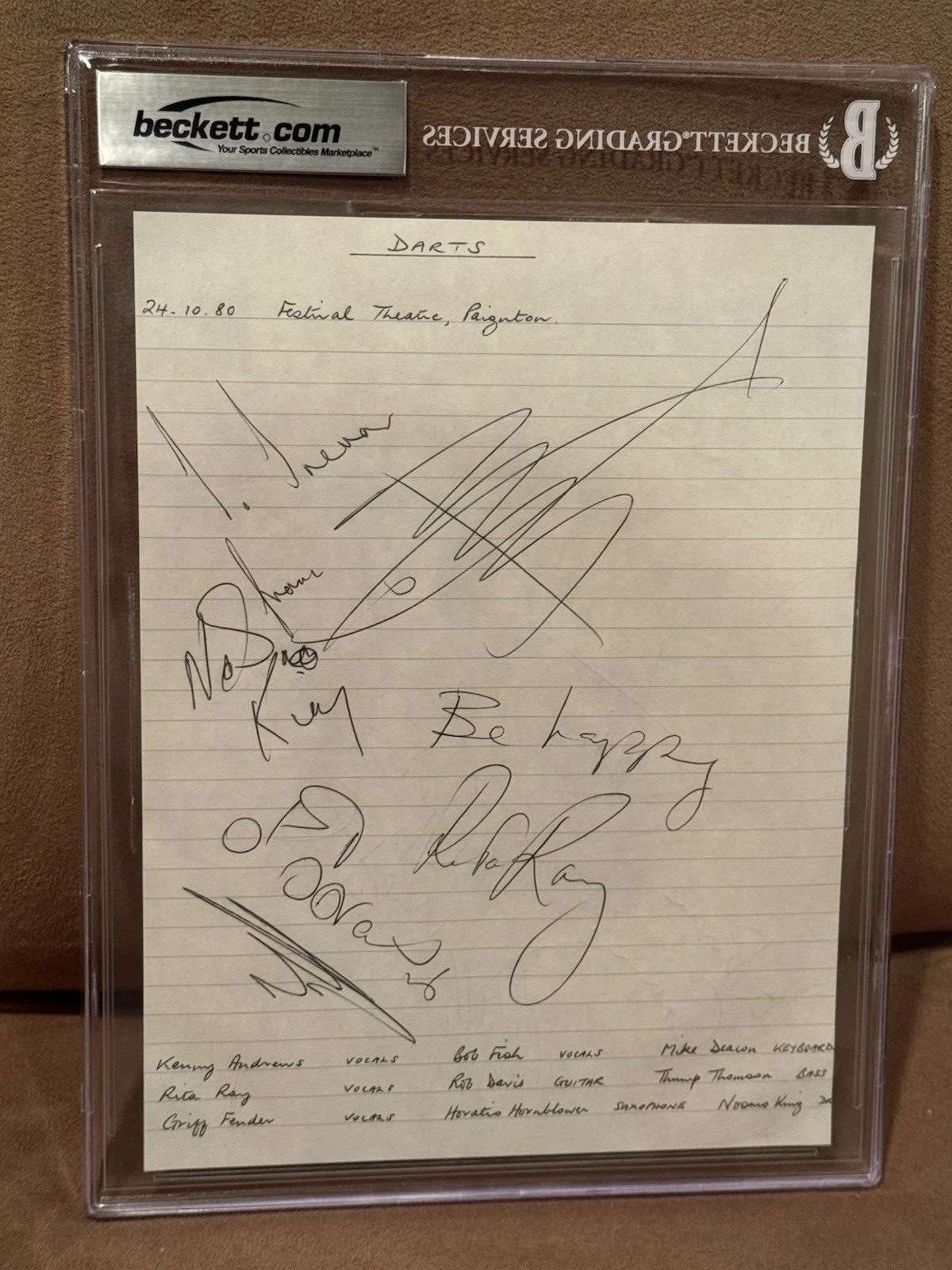 The Bands “Ultravox” & “Darts” Signed Autographed Album Page Front Back Beckett, image 2