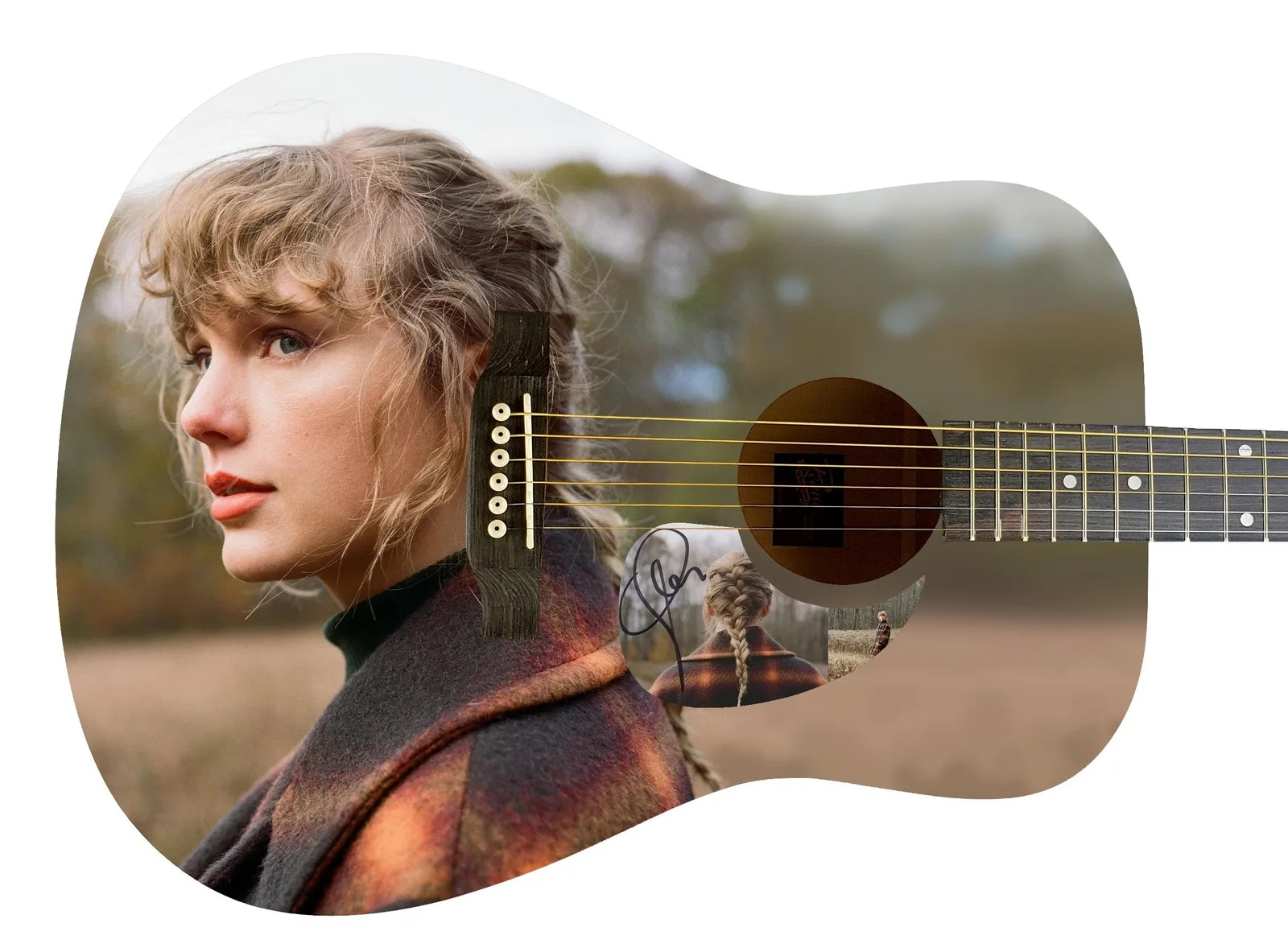 Taylor Swift — Taylor Swift Autographed Signed Acoustic Custom Photo Guitar Evermore ACOA