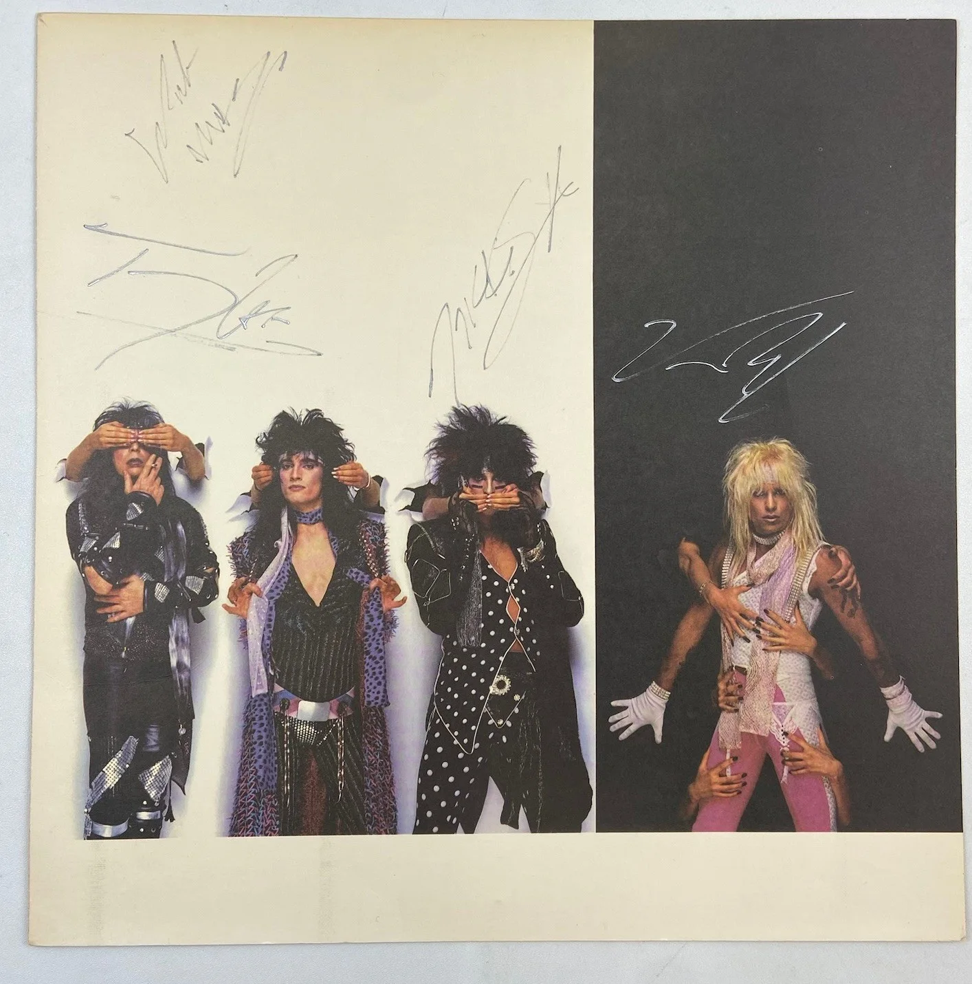 MOTLEY CRUE Signed THEATRE OF PAIN Promo Record by ALL 4 NIKKI TOMMY VINCE MICK, изображение 2