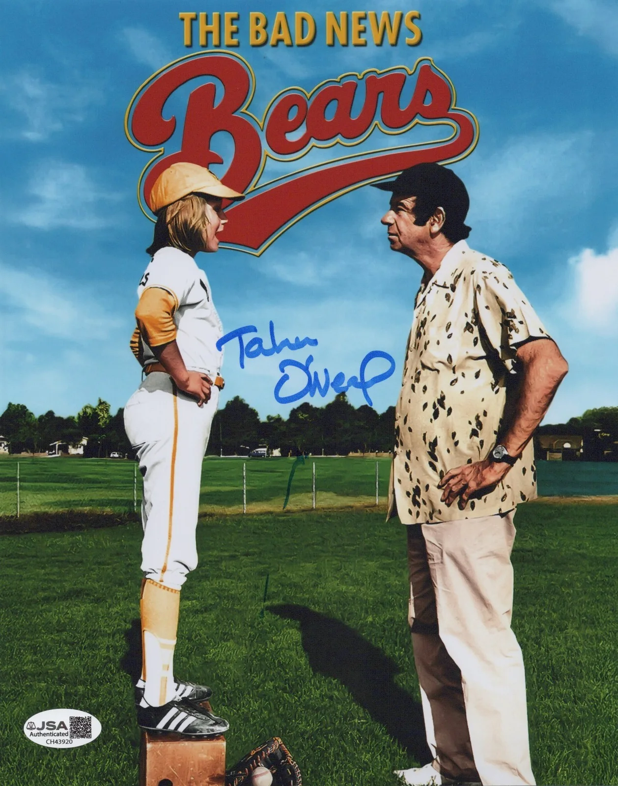Tatum O'Neal — Tatum O'Neal Signed 8x10 Bad News Bears Authentic Autograph Photo JSA COA