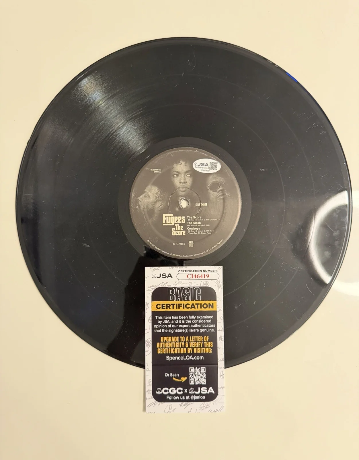 Lauryn Hill and Wyclef Jean Signed Vinyl Disc Album Fugees The Score JSA COA, изображение 2
