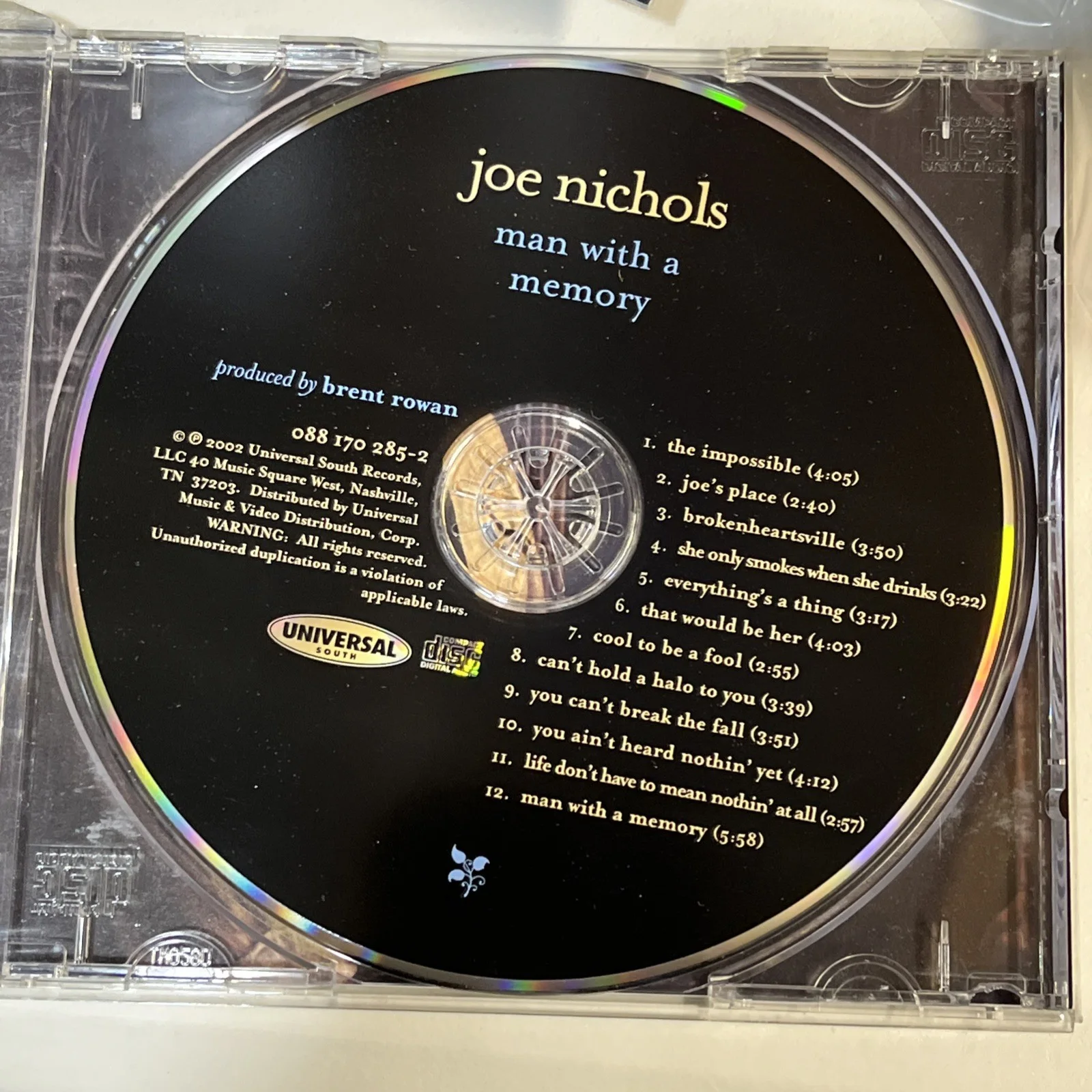 JOE NICHOLS SIGNED AUTOGRAPHED CD ACOA COA MAN WITH A MEMORY COUNTRY STAR RARE, изображение 3