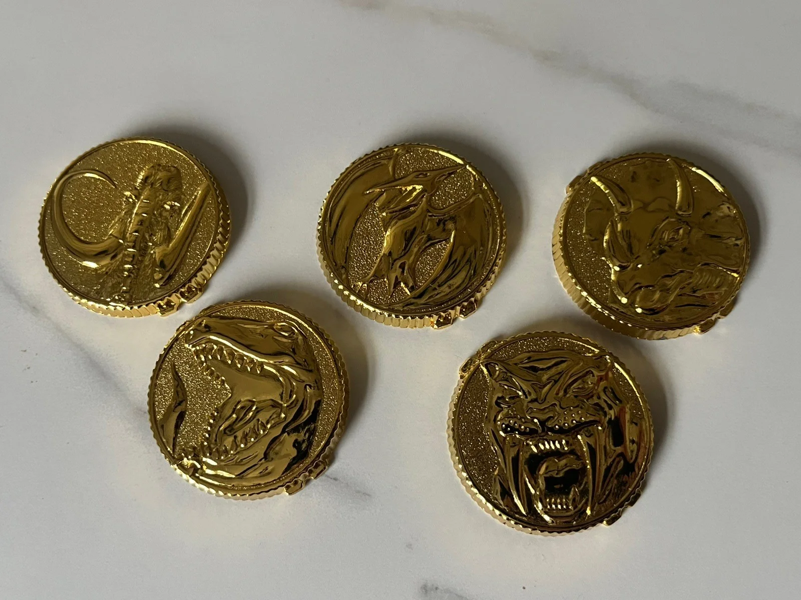 RARE Set of 5 METAL Dino Power Coins For 1993 Power Morpher, изображение 2