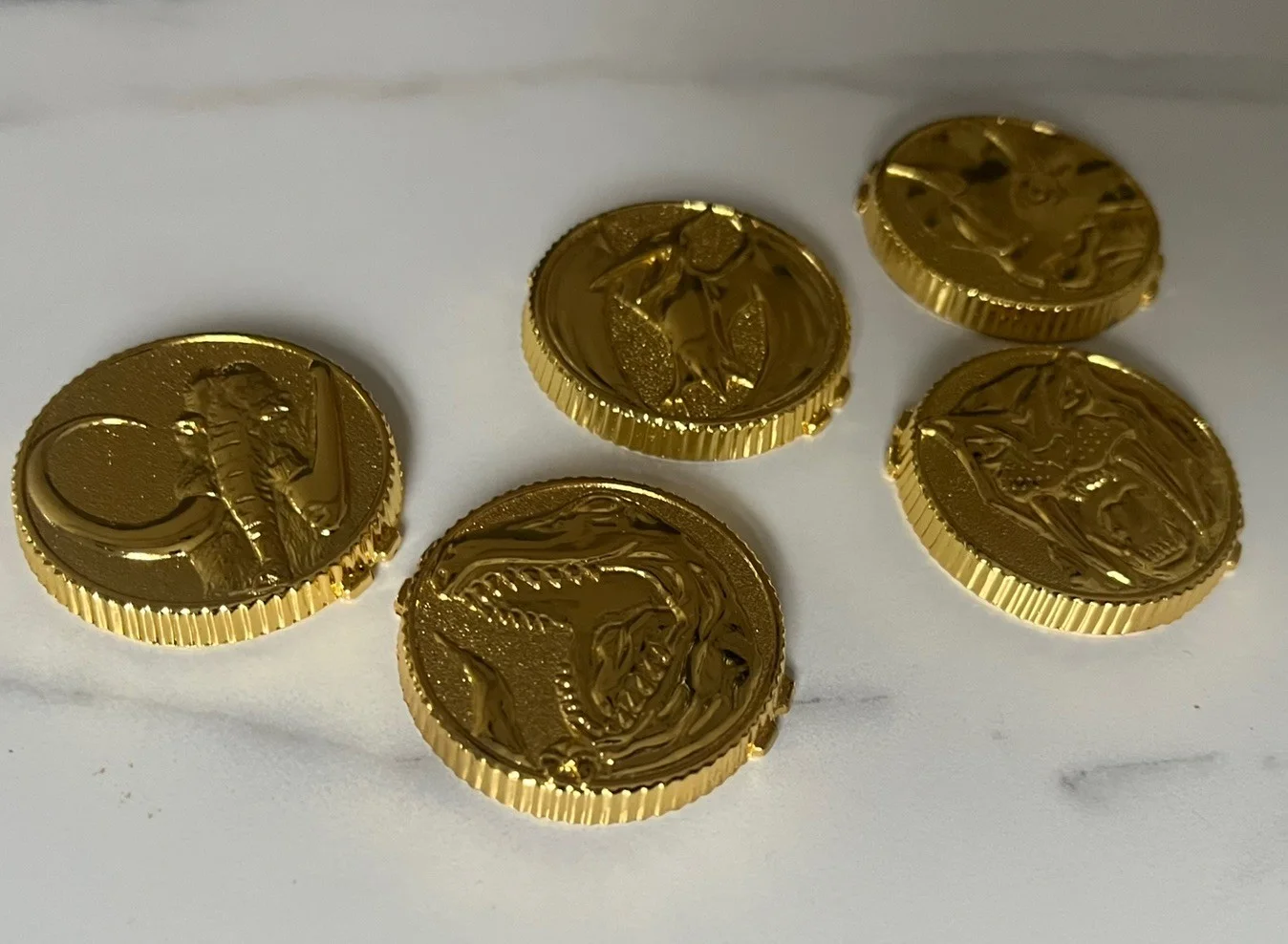 RARE Set of 5 METAL Dino Power Coins For 1993 Power Morpher, изображение 3