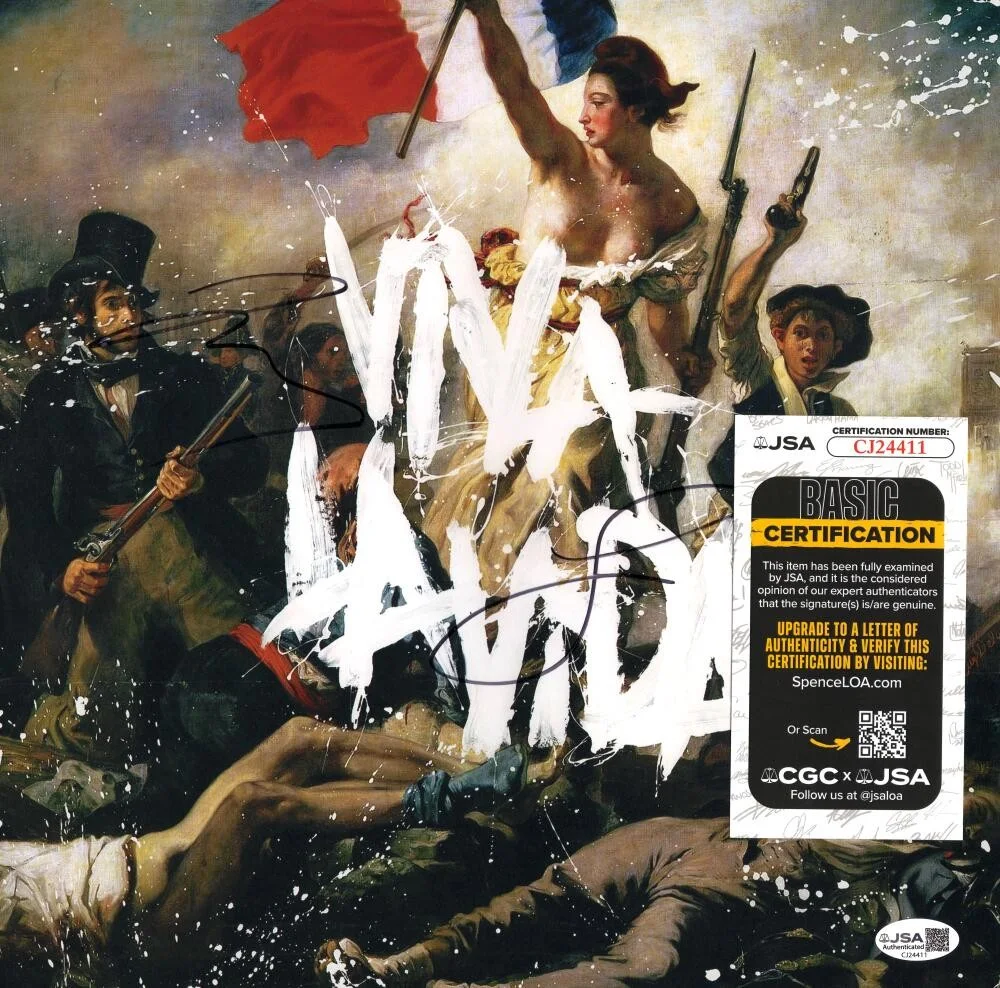 Guy Berryman, Jonny Buckland — Guy Berryman & Jonny Buckland Signed Autograph 12x12 Coldplay Album Flat JSA COA, изображение 2