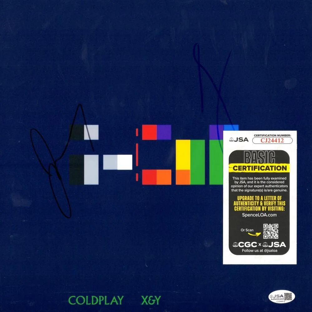 Guy Berryman, Jonny Buckland — Guy Berryman & Jonny Buckland Signed Autograph 12x12 Coldplay X&Y Album Flat JSA, изображение 2
