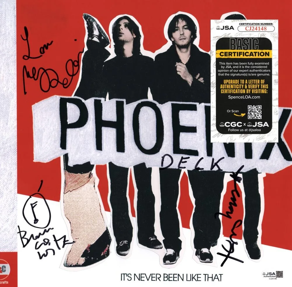 Laurent Brancowitz, Deck d'Arcy, Thomas Mars, Christian M — Phoenix Full Band x4 Signed Autograph 12x12 Never Been Like That Album Flat JSA, image 2