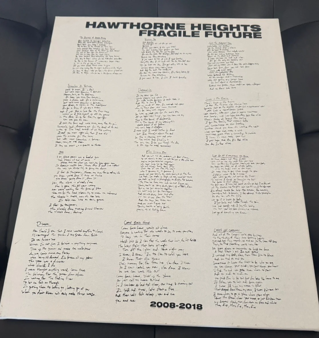 HAWTHORNE HEIGHTS SIGNED AUTOGRAPH X4 FRAGILE FUTURE CANVAS 12/12, image 4