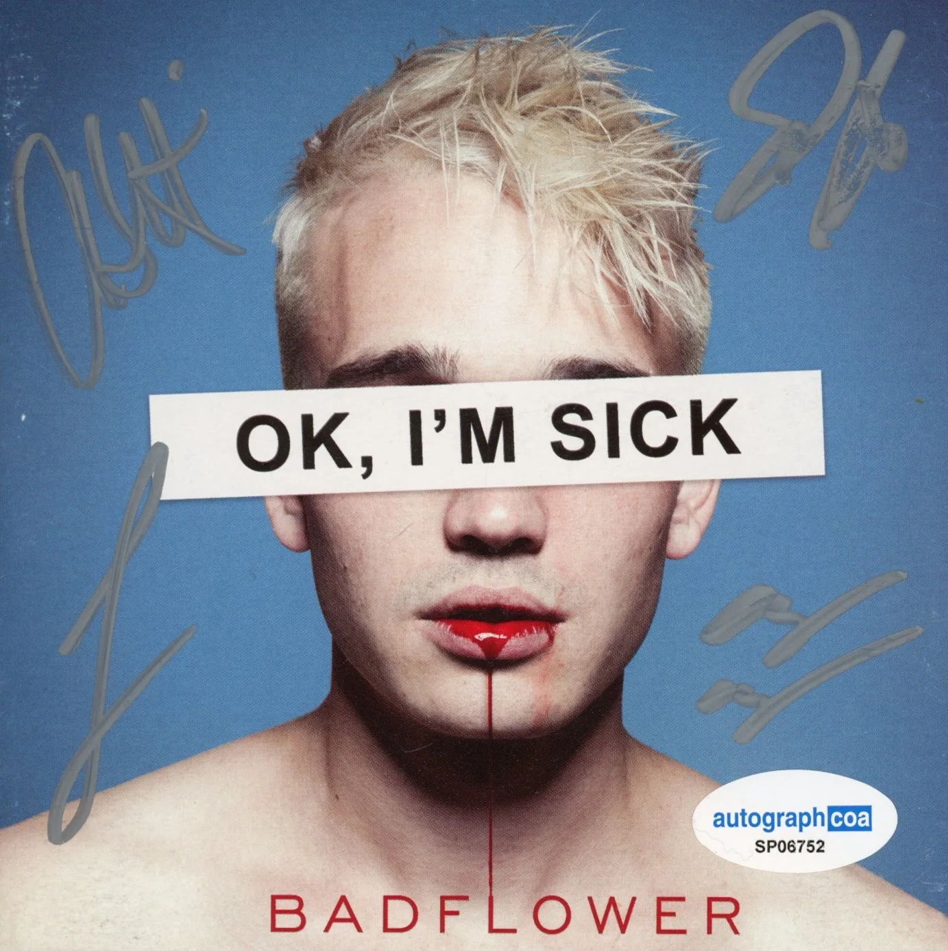 Badflower Signed Autograph OK, I'M SICK CD Framed Josh Katz Full Band ACOA COA, изображение 2