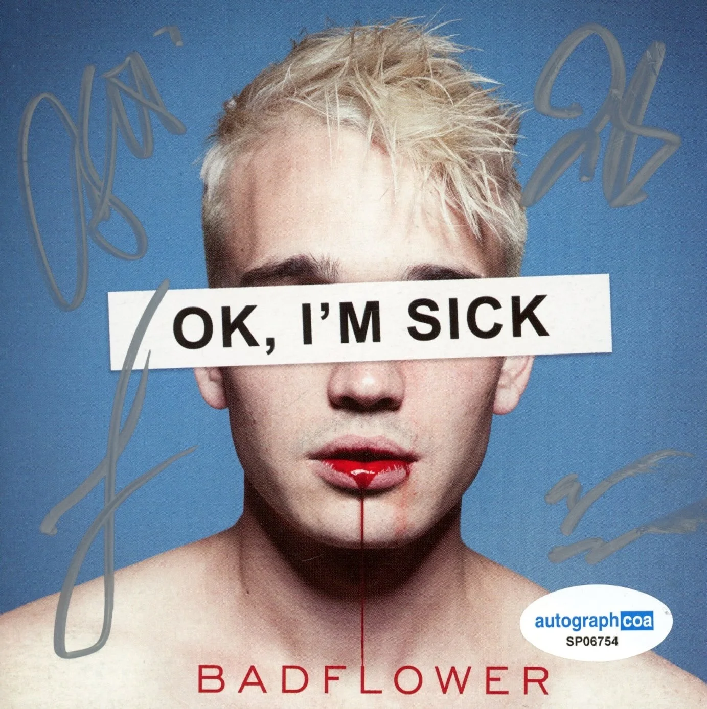 Badflower Signed Autograph OK, I'M SICK CD Framed Josh Katz Full Band ACOA COA, изображение 2
