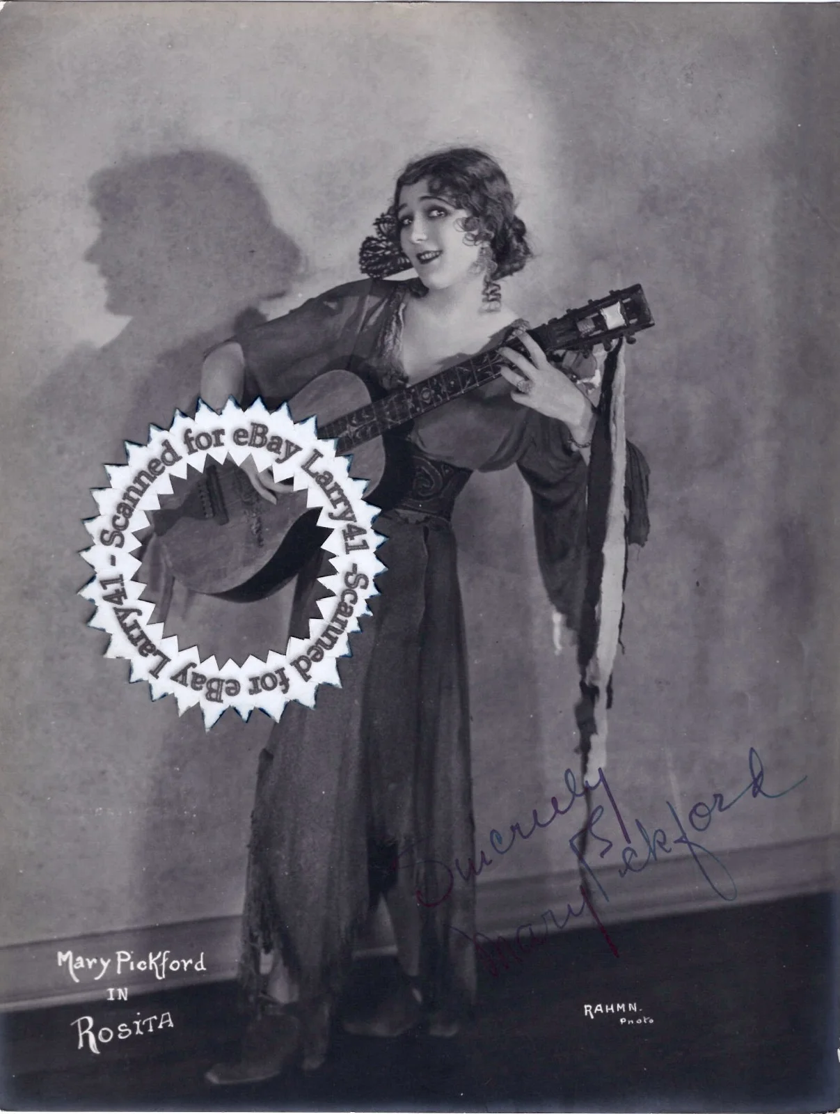 Mary Pickford — Signed MARY PICKFORD Autographed 1923 photo, ROSITA – Ernst Lubitsch! SILENT exc